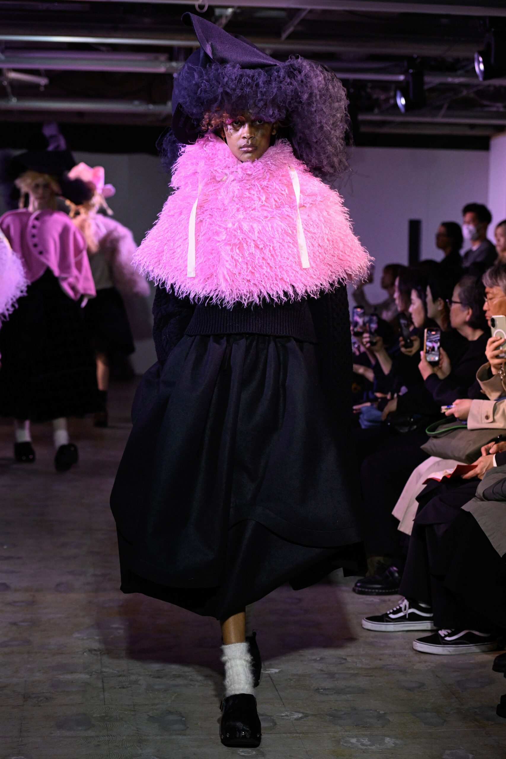 pink fur relaxed fringed cape