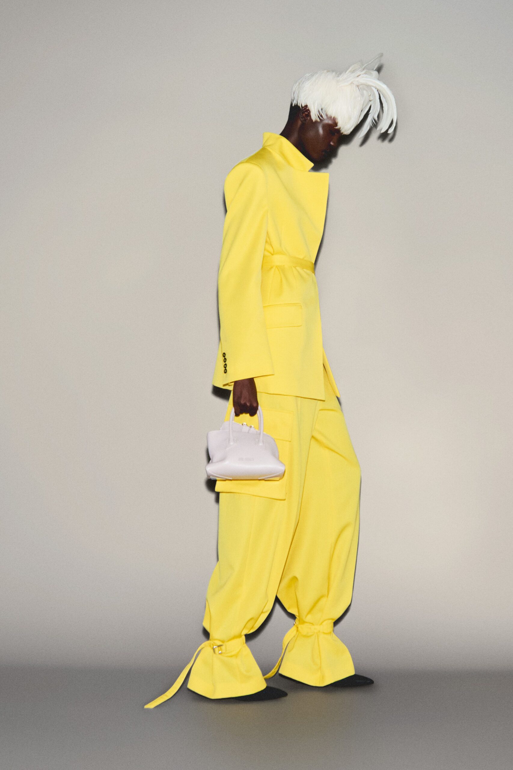 yellow long-sleeve collared relaxed zippered suit