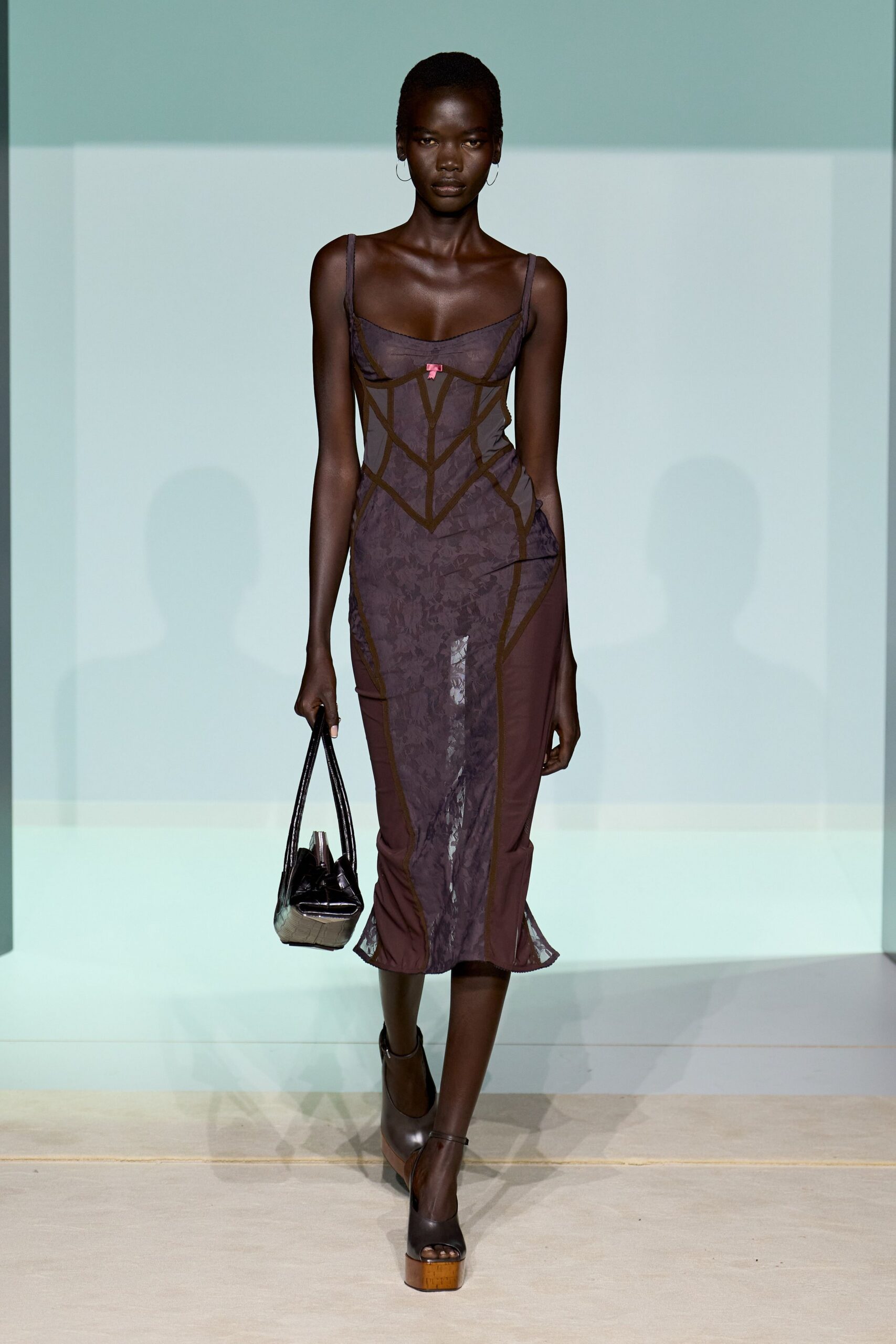 brown silk sleeveless v-neck fitted ruched embellished dress