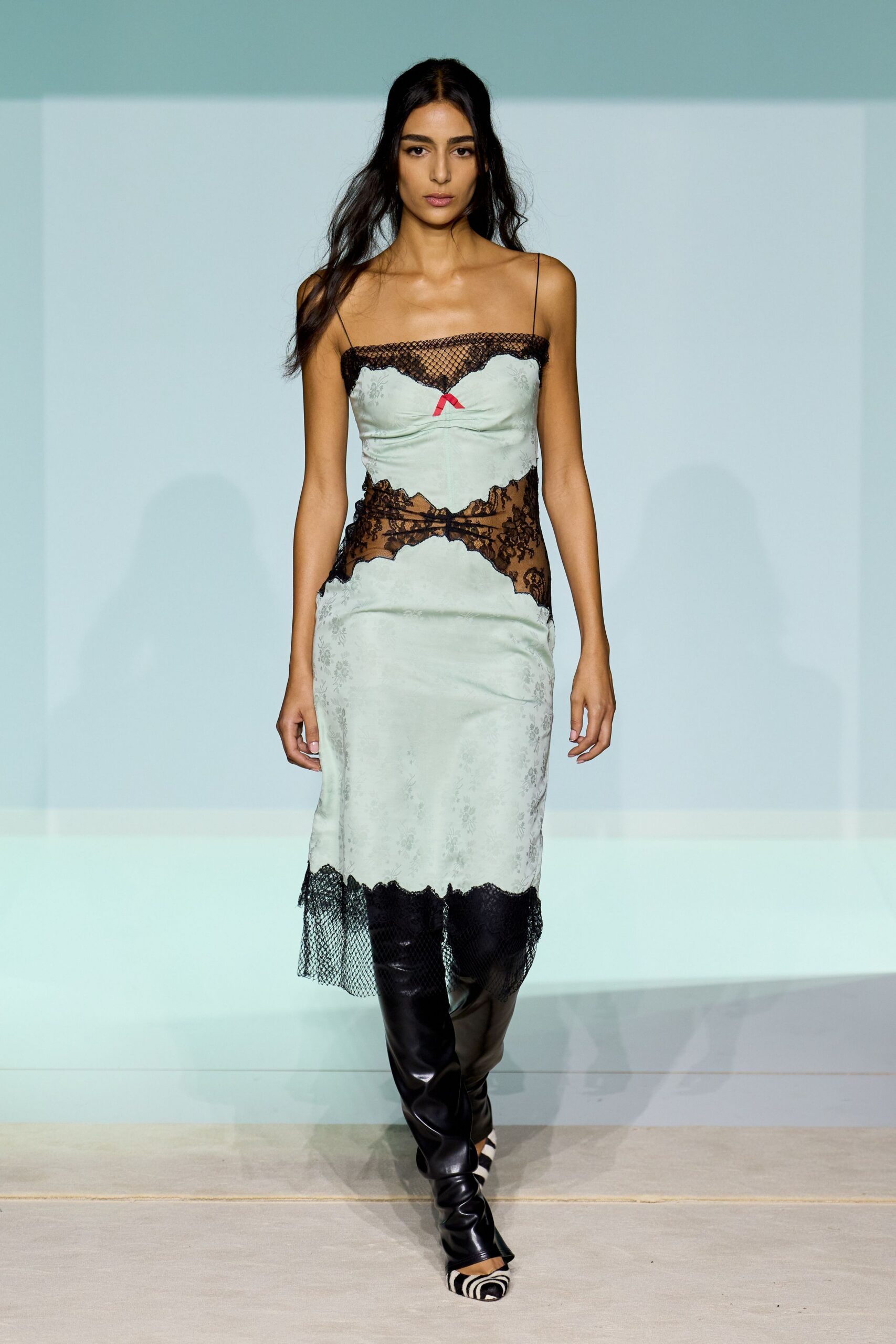 green silk sleeveless v-neck fitted layered embroidered dress