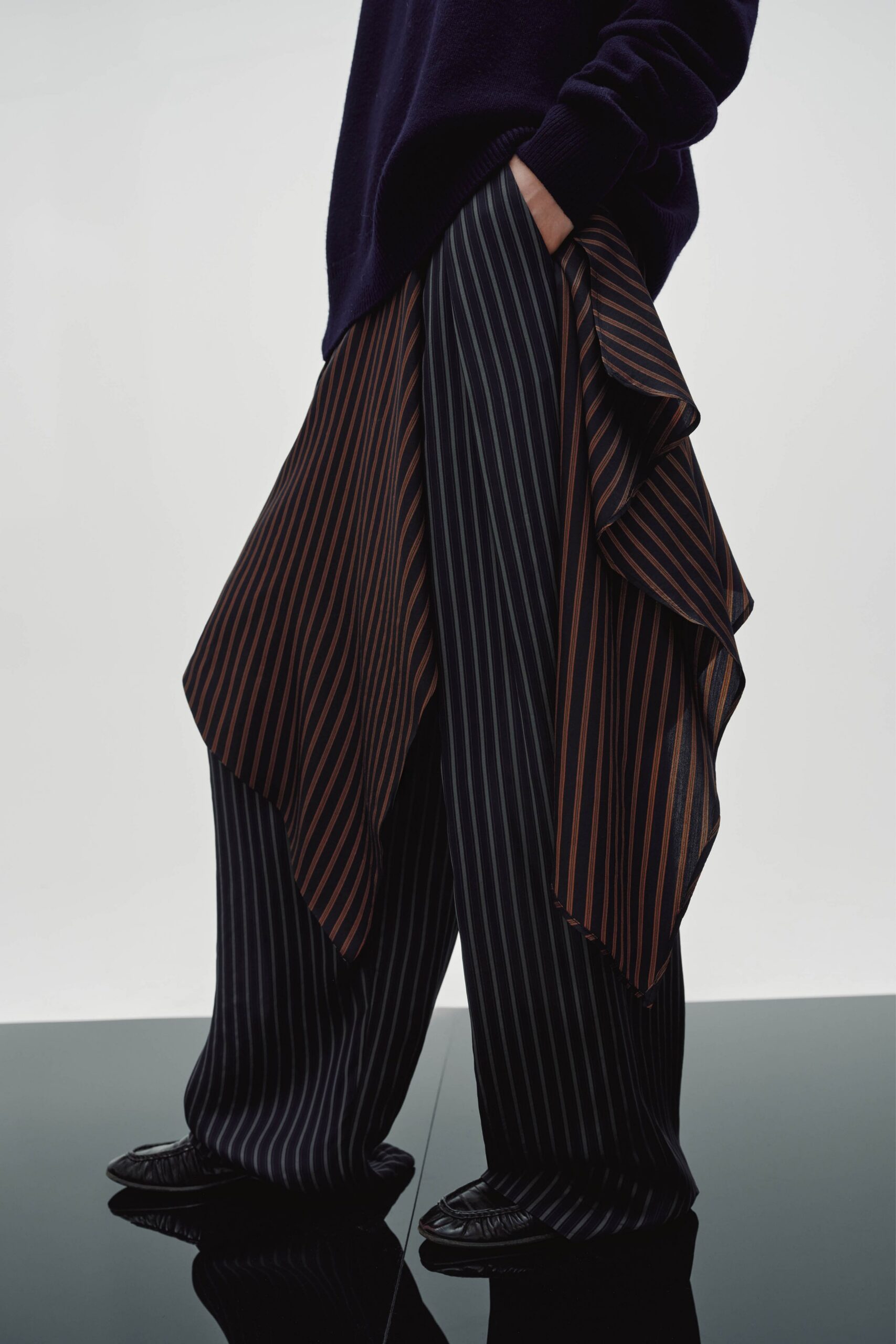 purple oversized sweater with layered pants