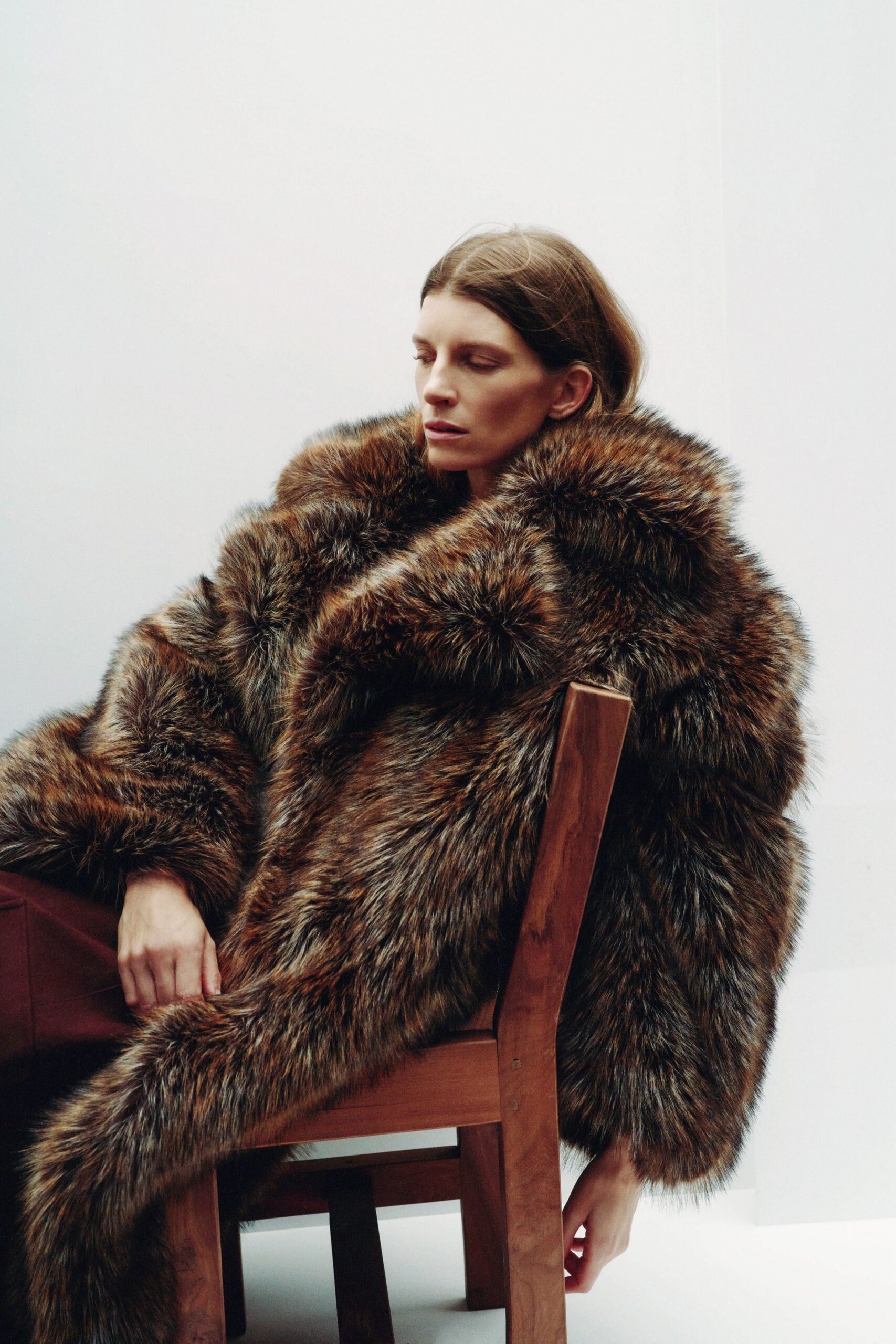 brown fur relaxed coat