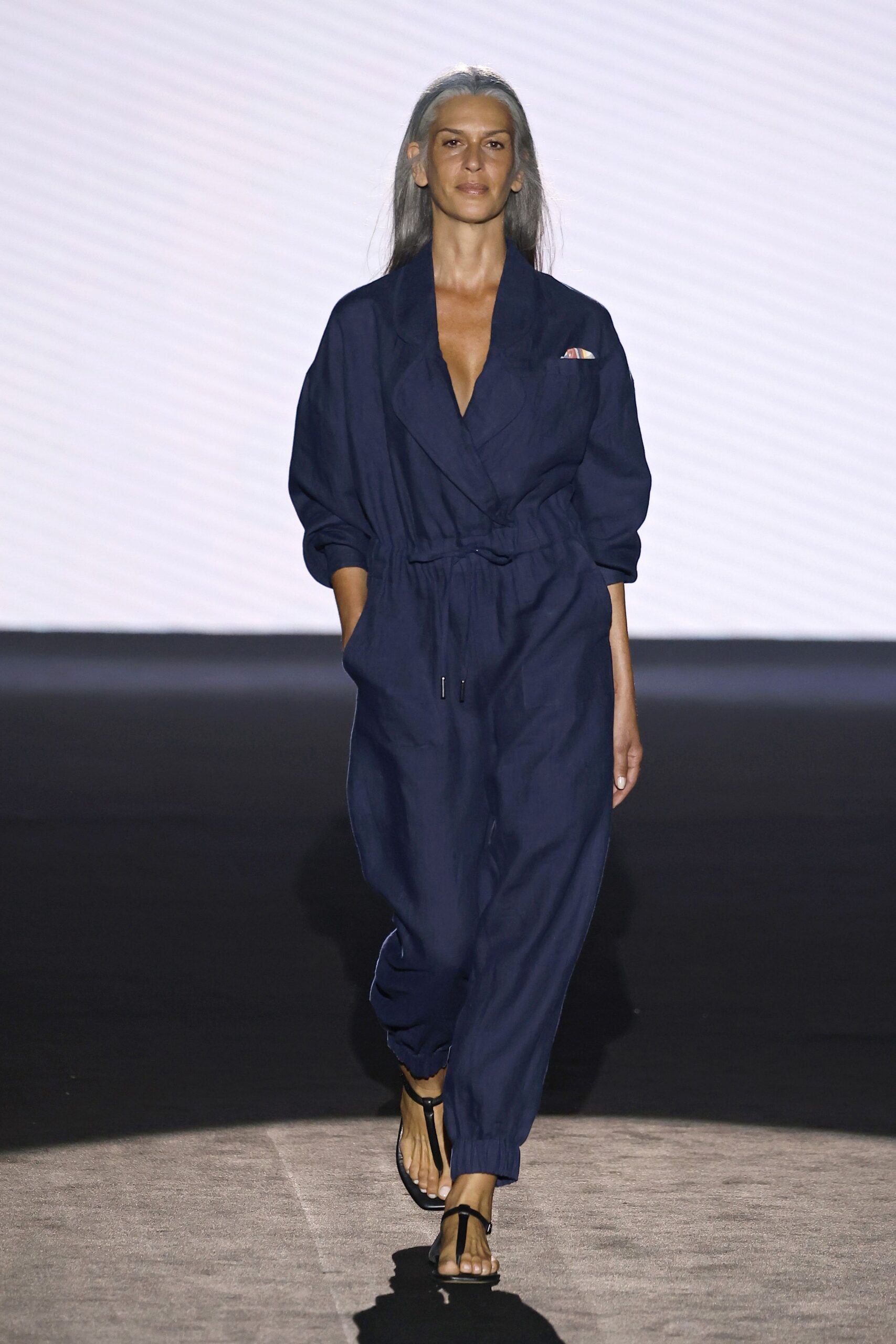blue relaxed cotton jumpsuit