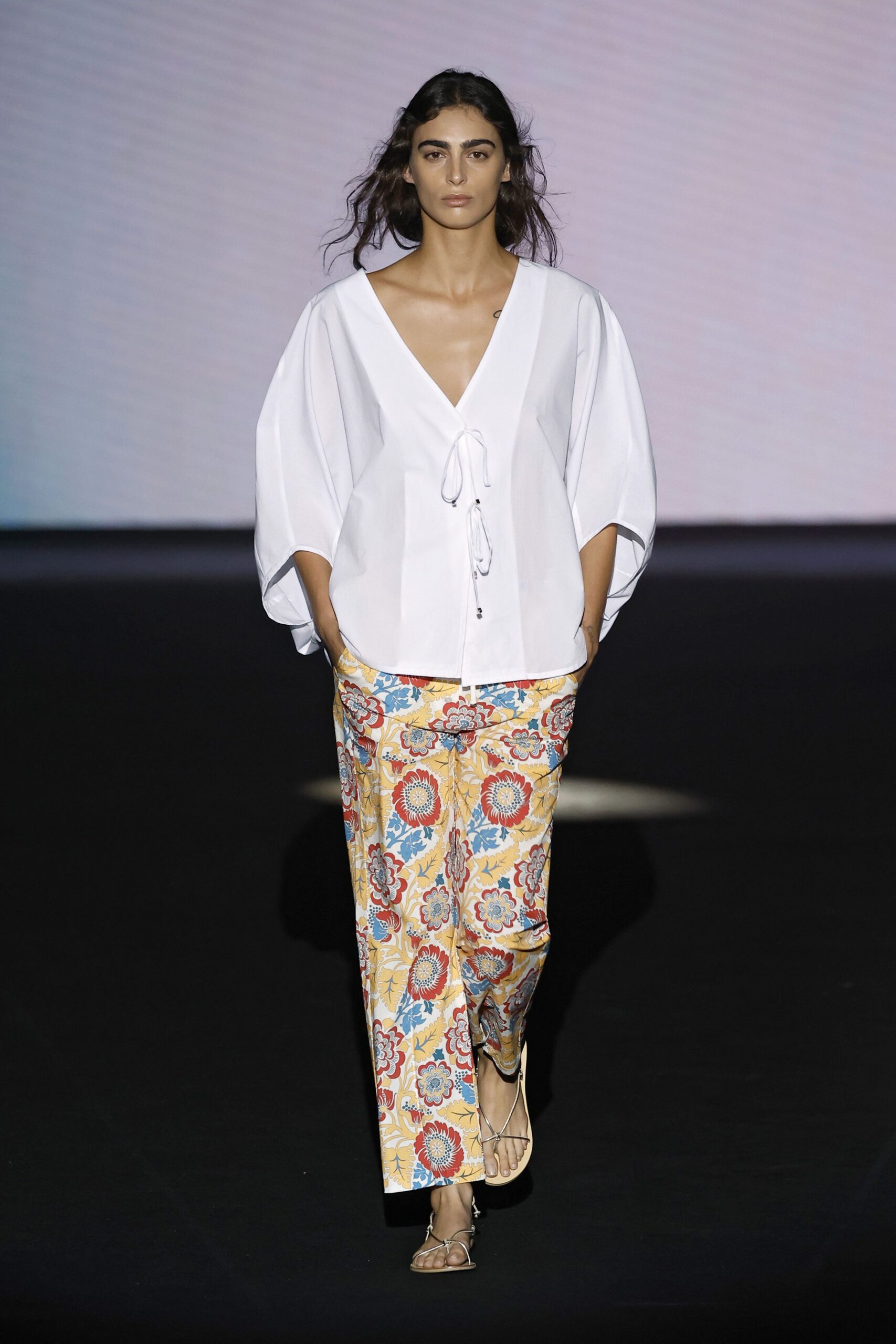 multi cotton relaxed flared pants