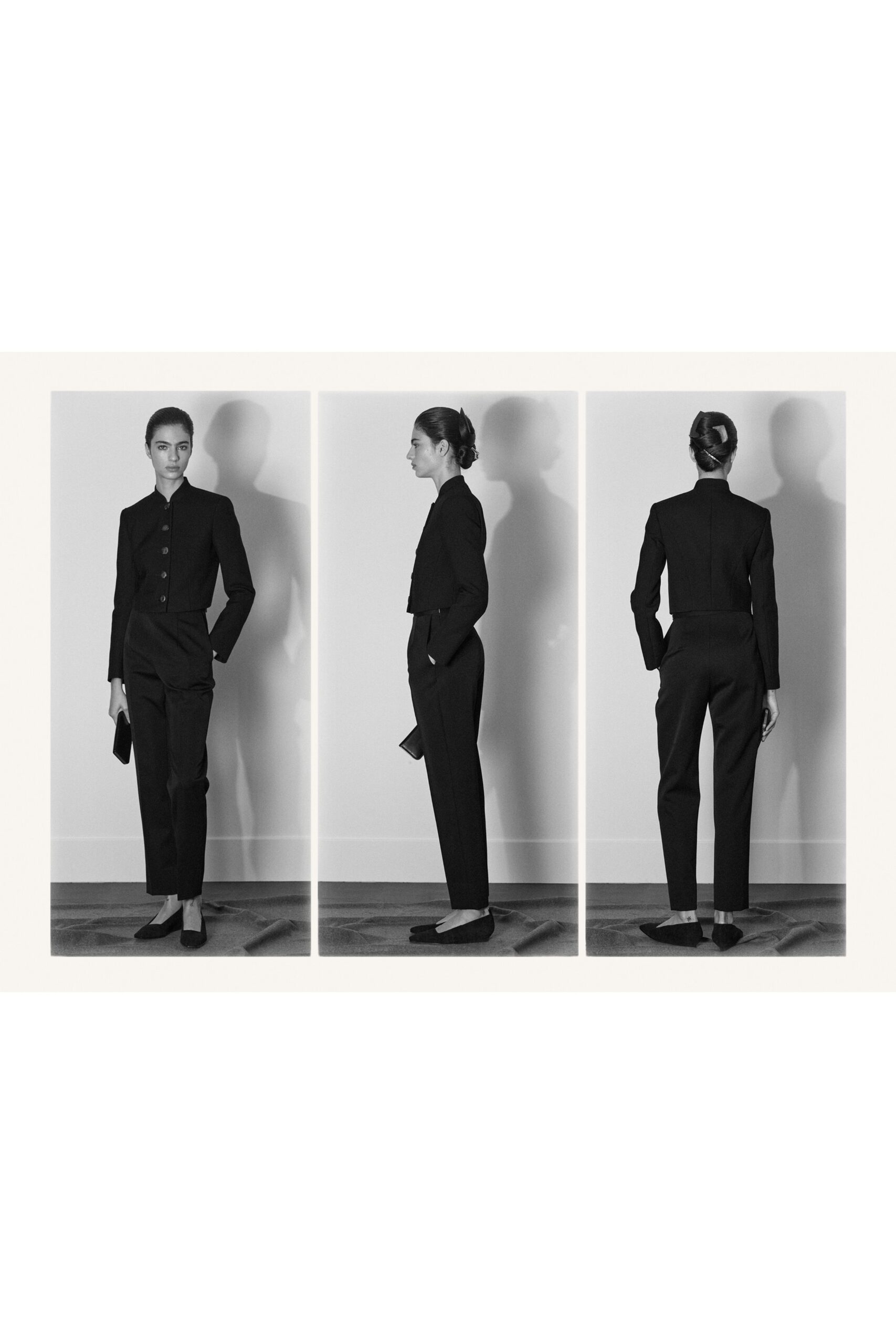 black wool long-sleeve collared tailored buttoned suit