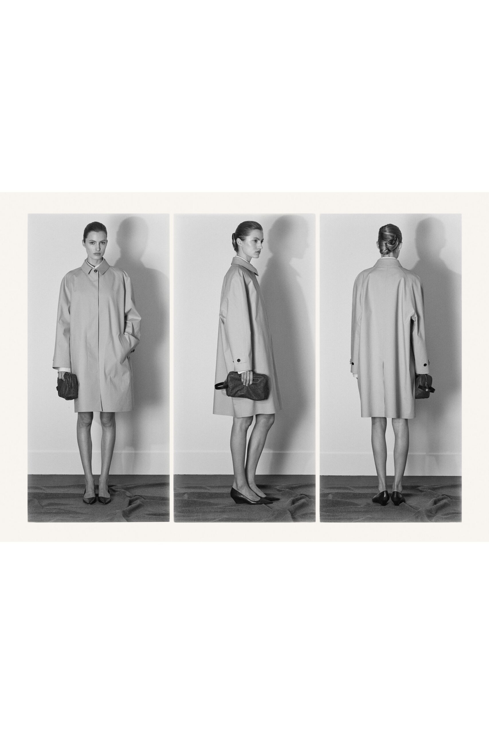 beige cotton long-sleeve collared relaxed coat