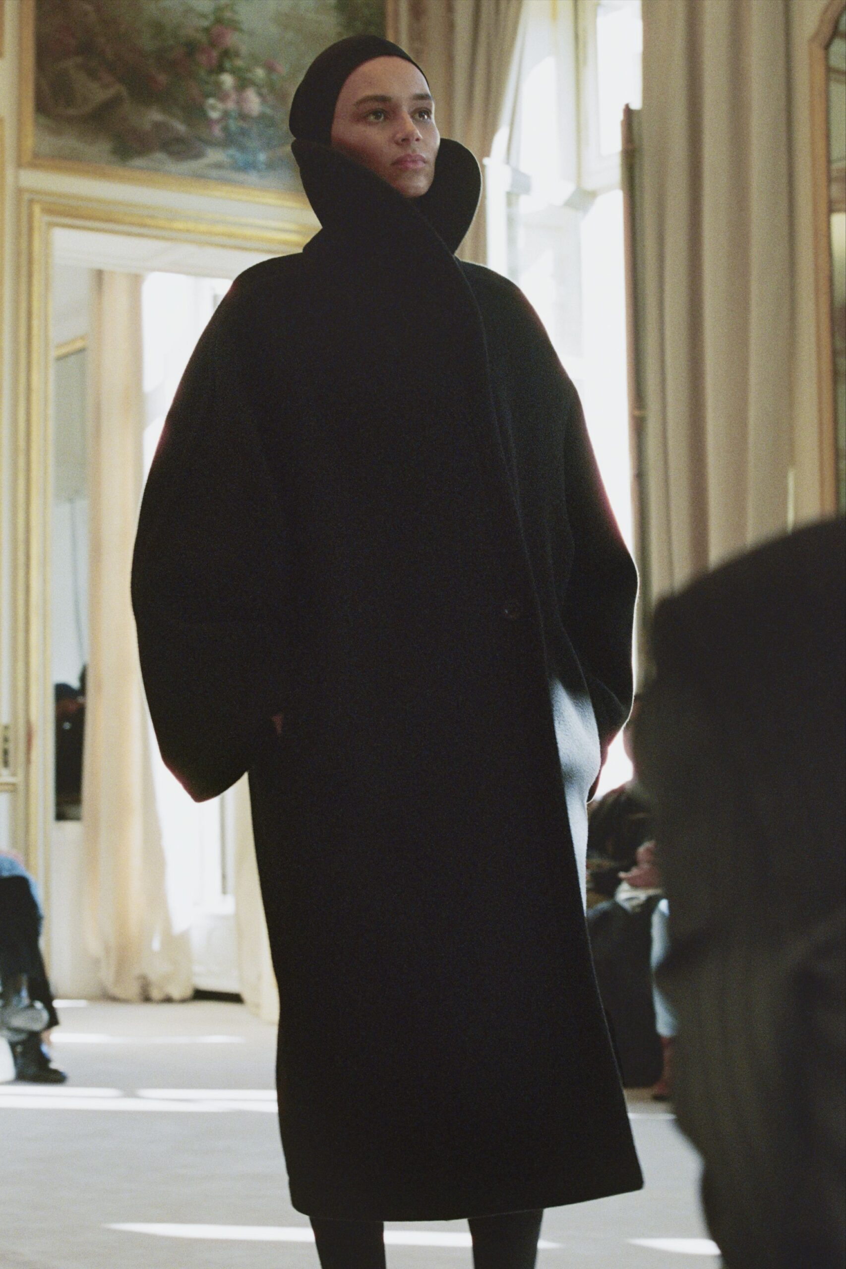 oversized black wool coat