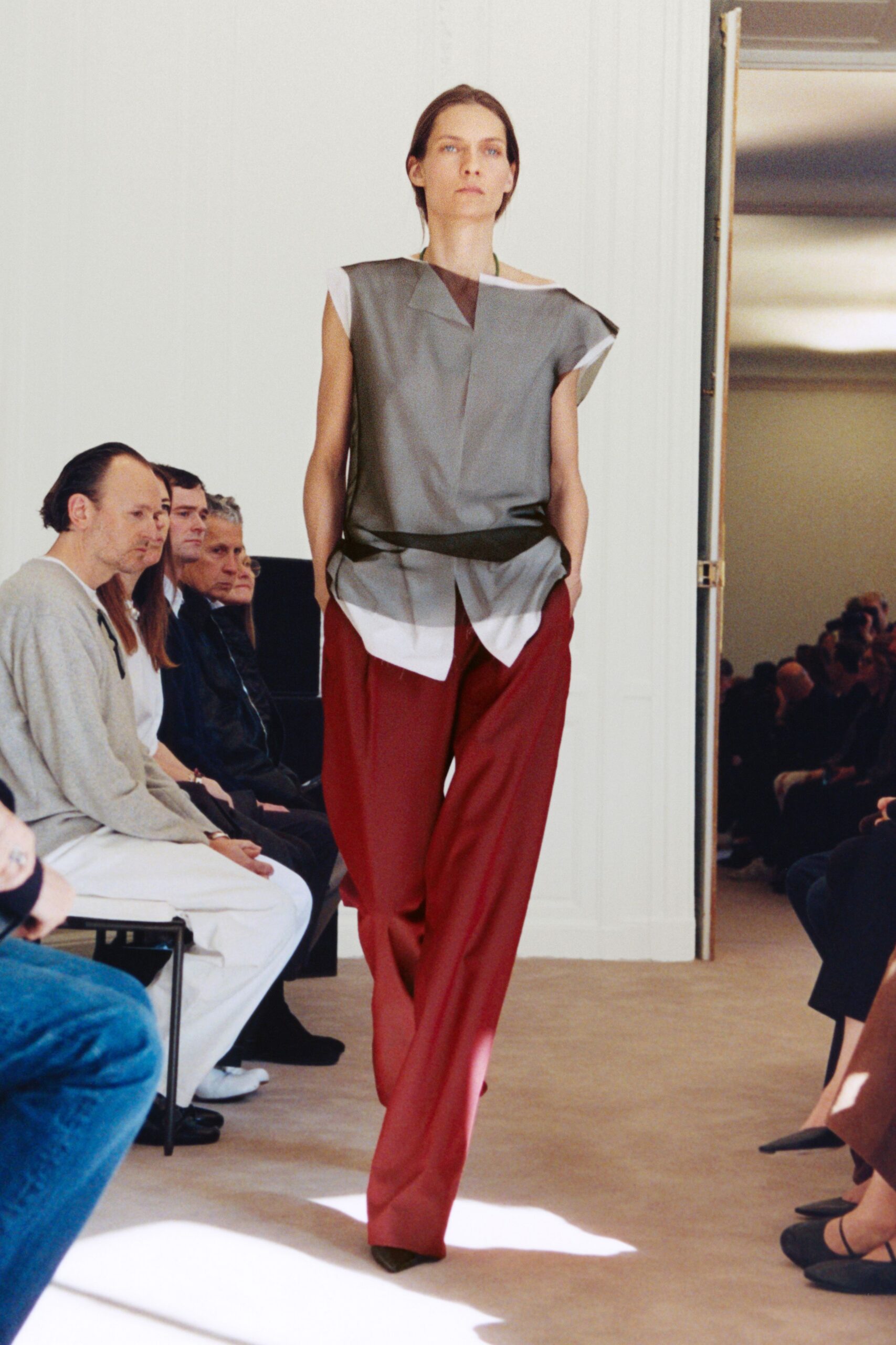 red cotton relaxed wide-leg pants