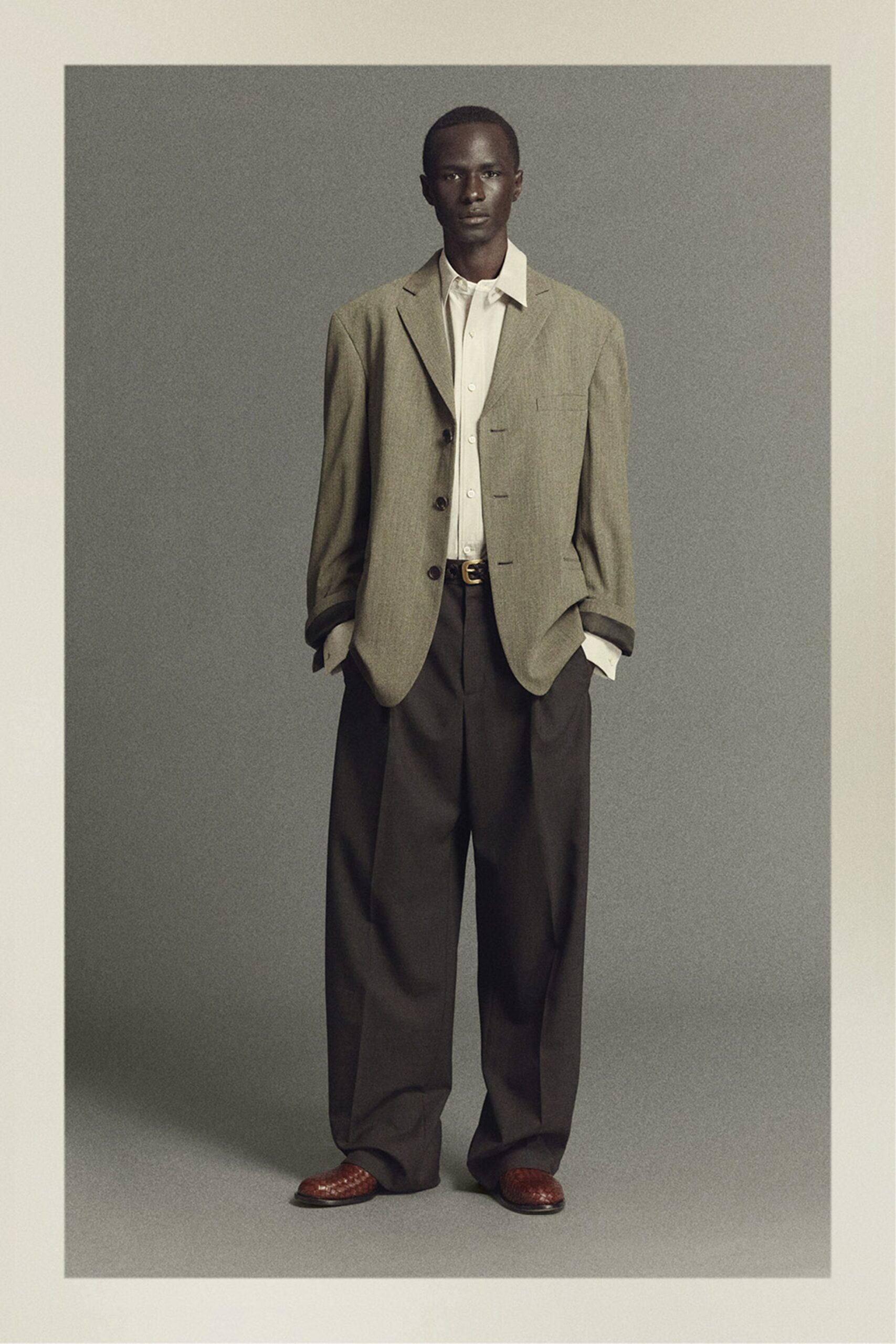 brown cotton relaxed wide-leg pants