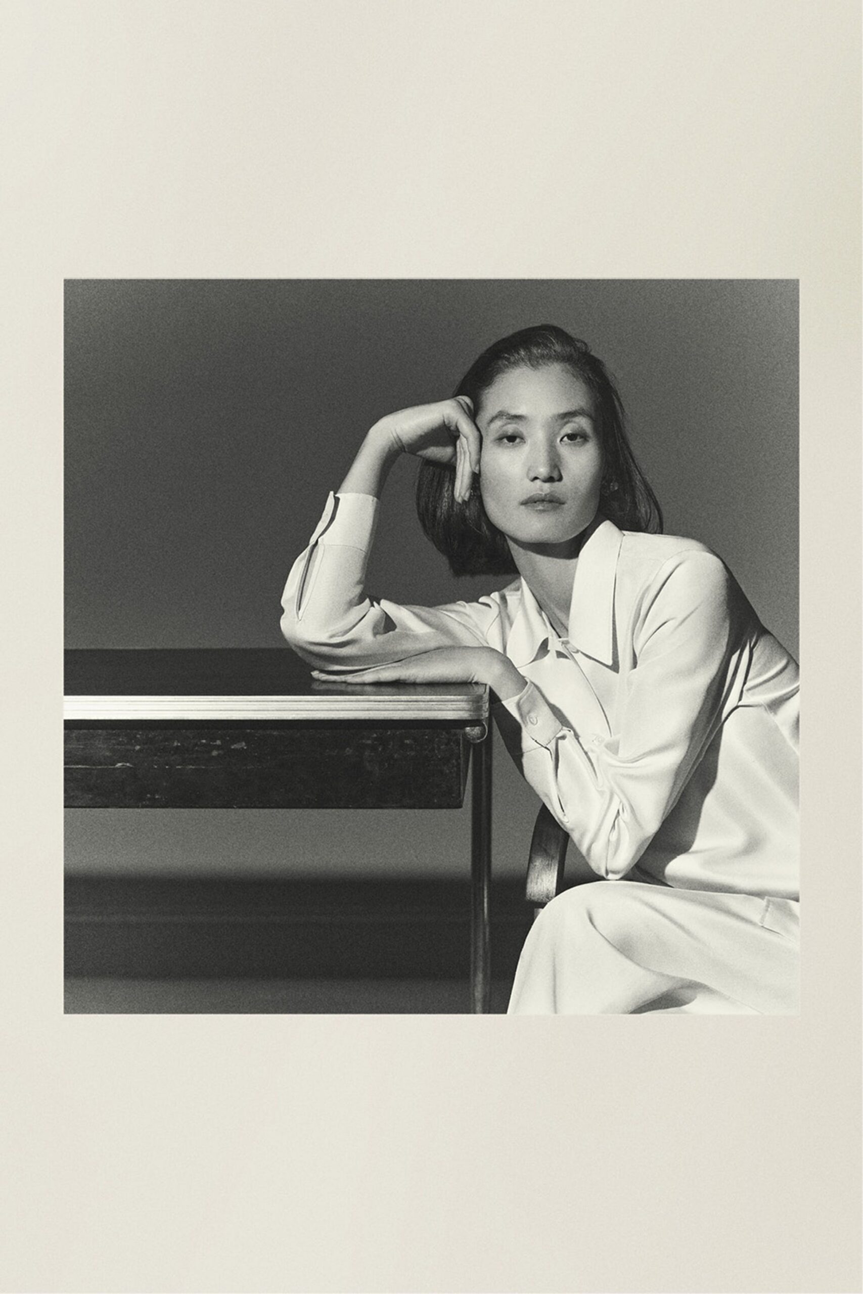white silk fitted shirt-dress