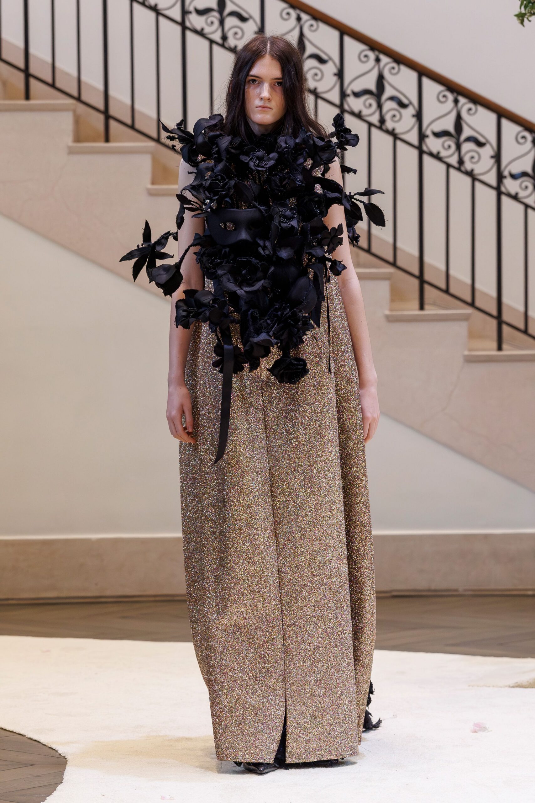 black multi-layered maxi dress