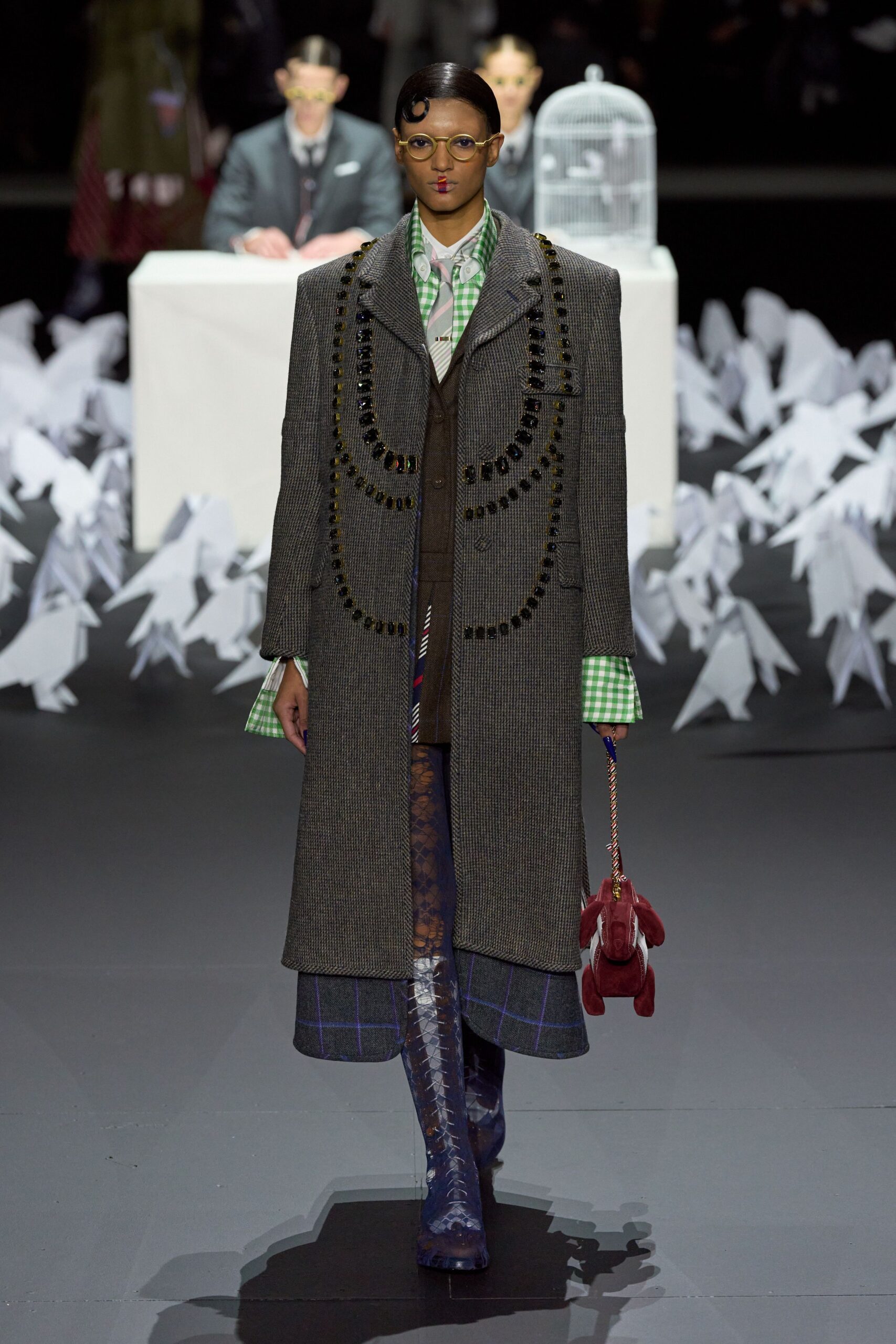 gray wool coat with vest