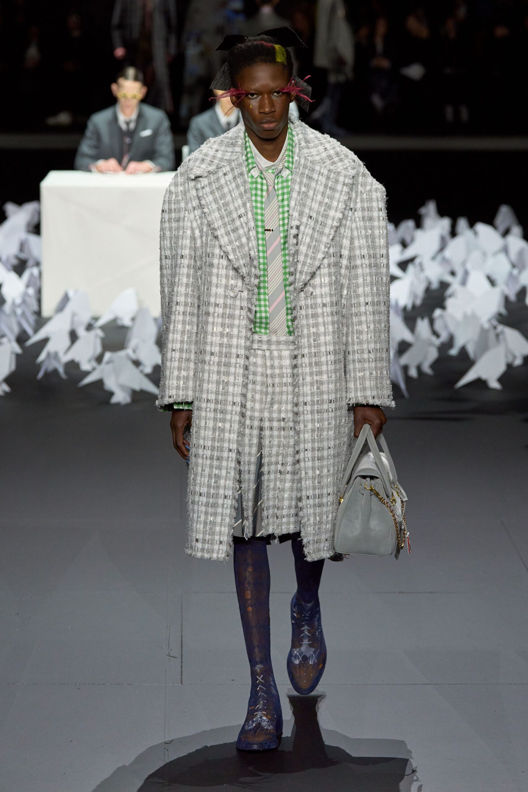 gray tweed oversized coat