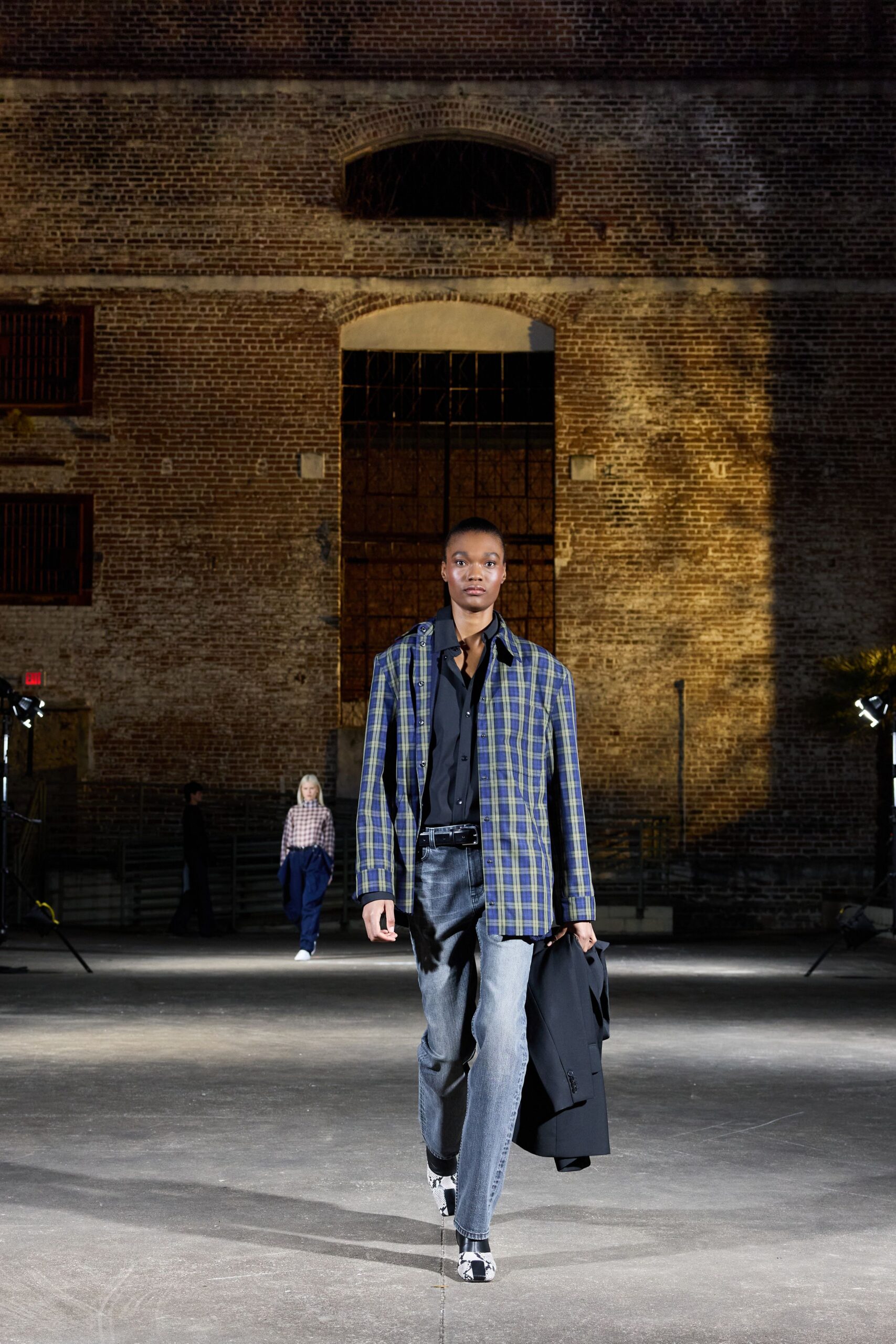 checked shirt with relaxed pants