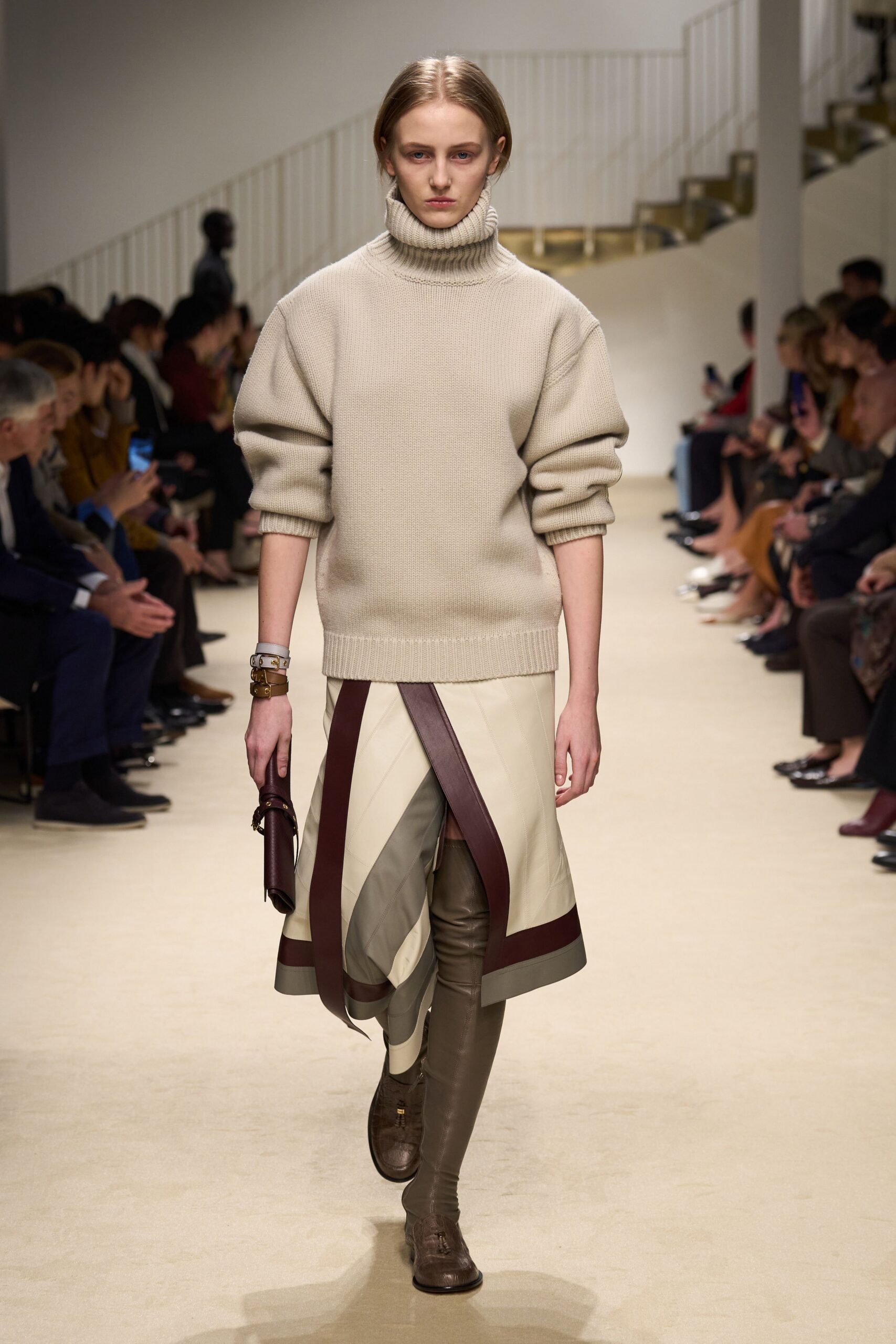 beige wool long-sleeve turtleneck oversized sweater