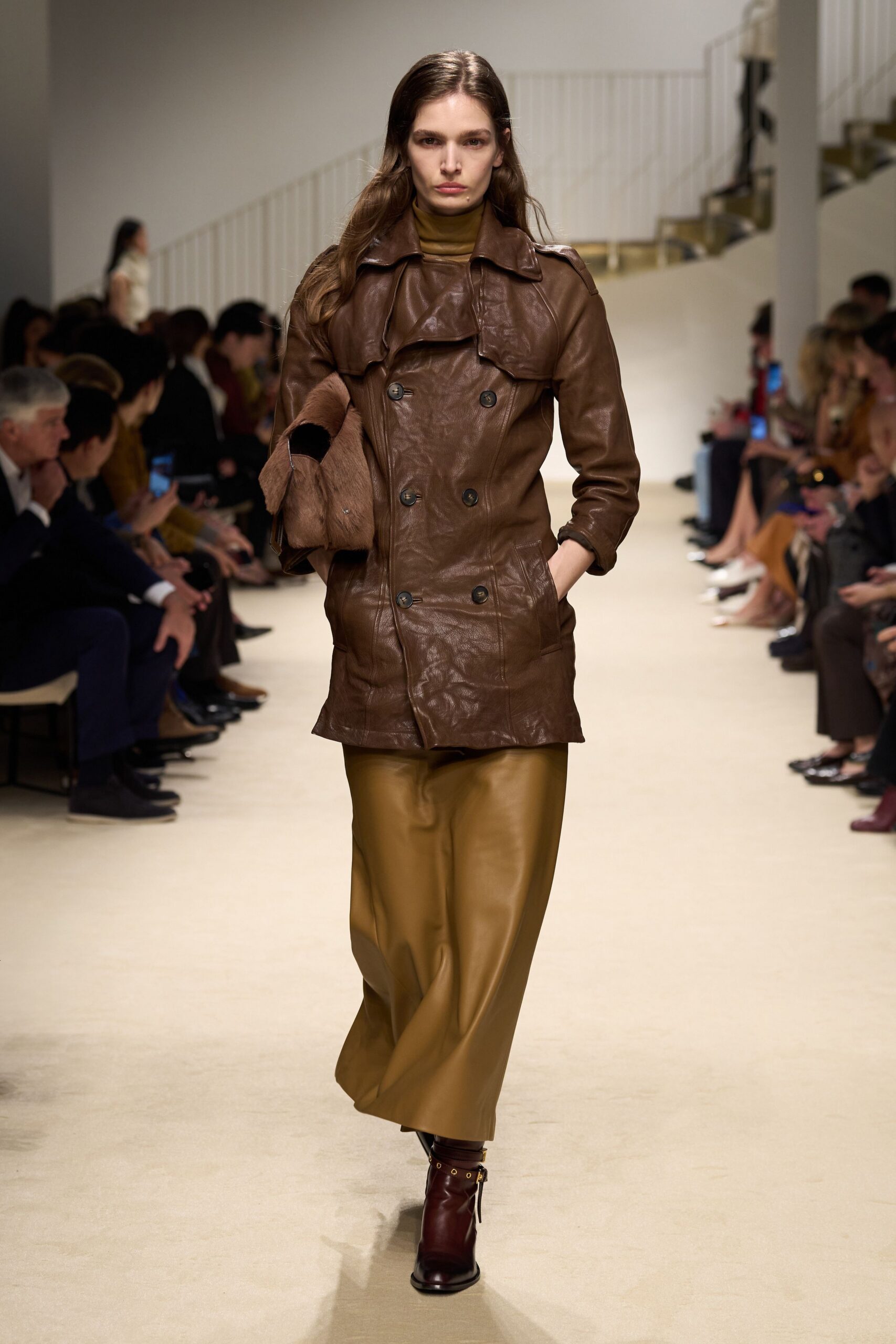 tan leather relaxed wide-leg pants