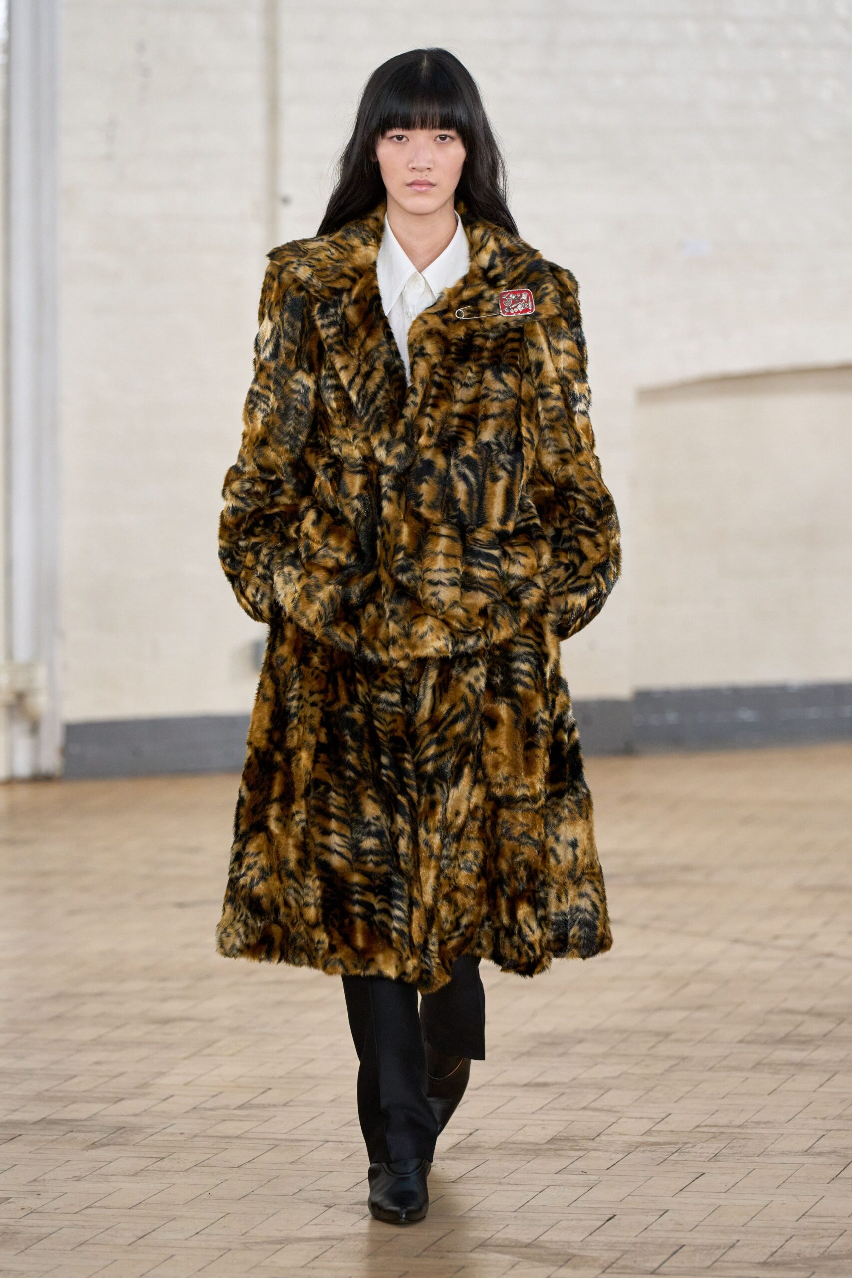 brown animal-print fur coat