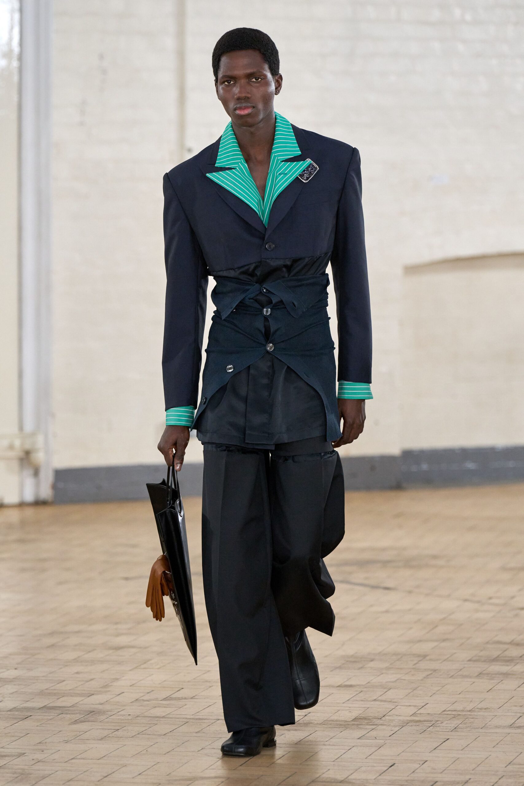 black blazer with green shirt