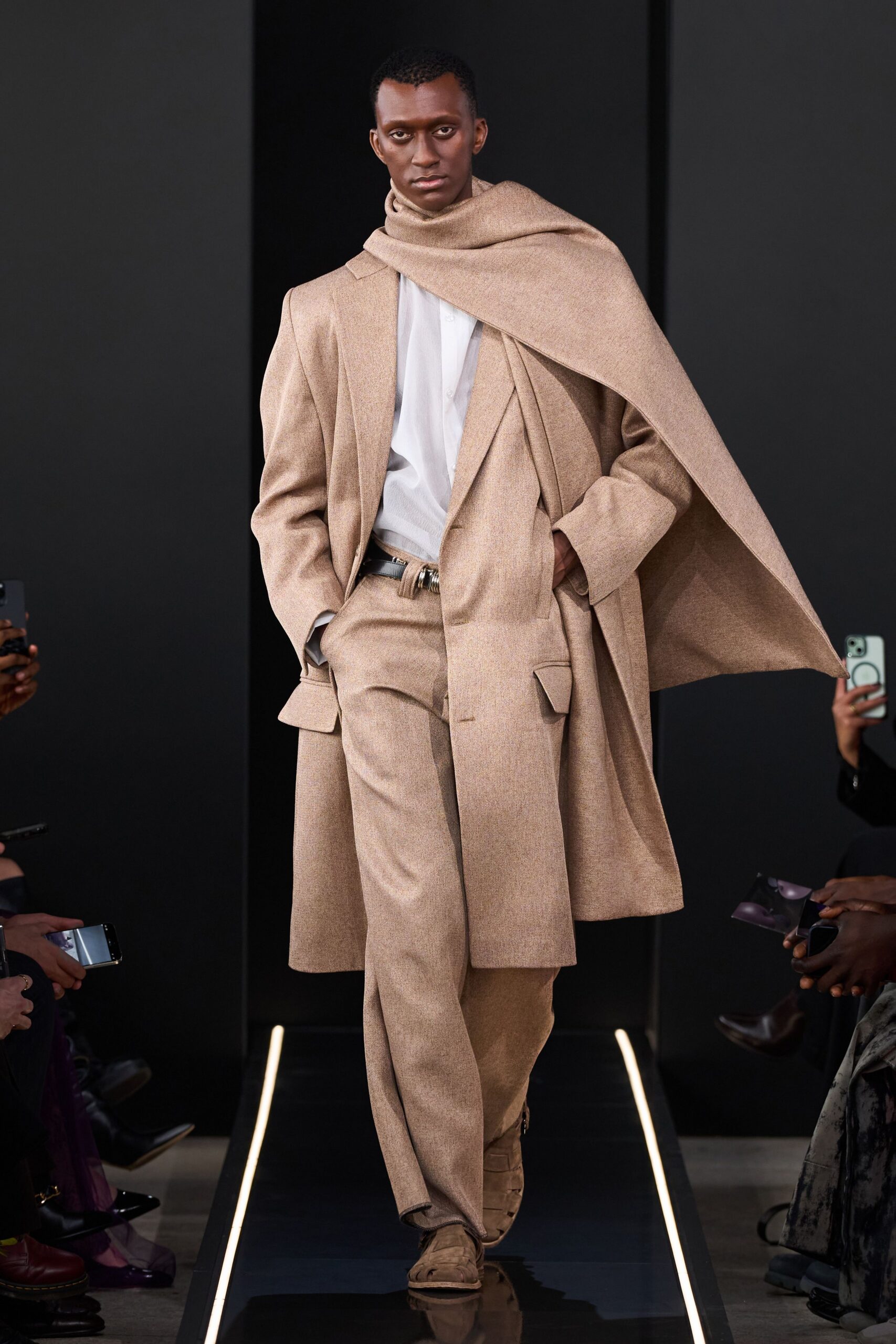 beige wool tailored straight-leg pants