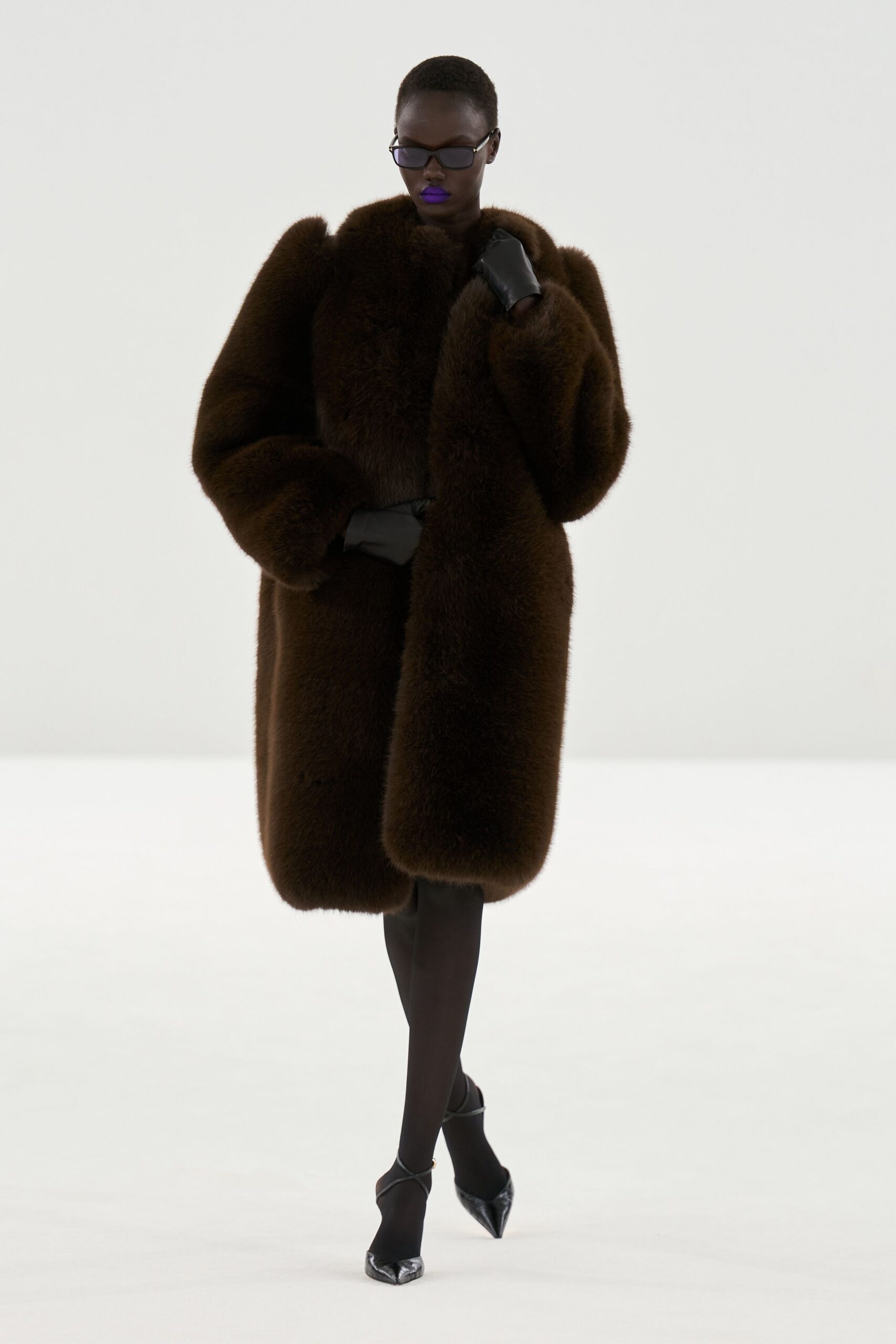brown fur relaxed coat
