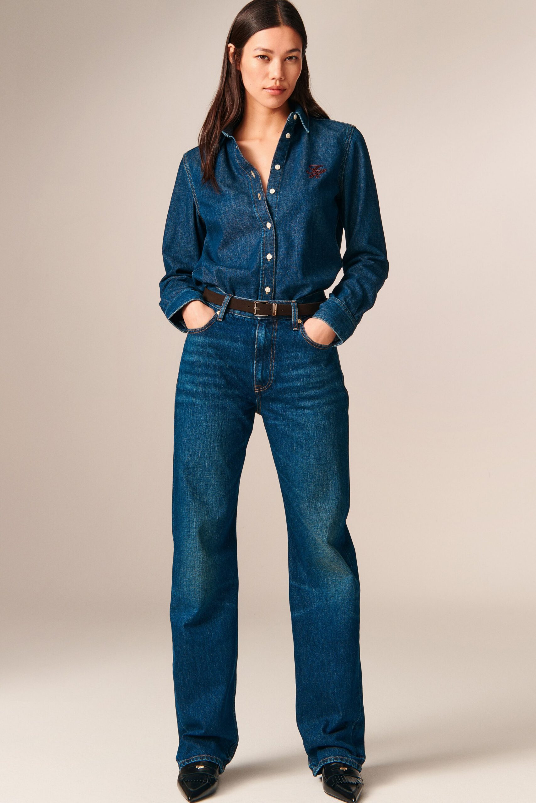 blue denim shirt and pants