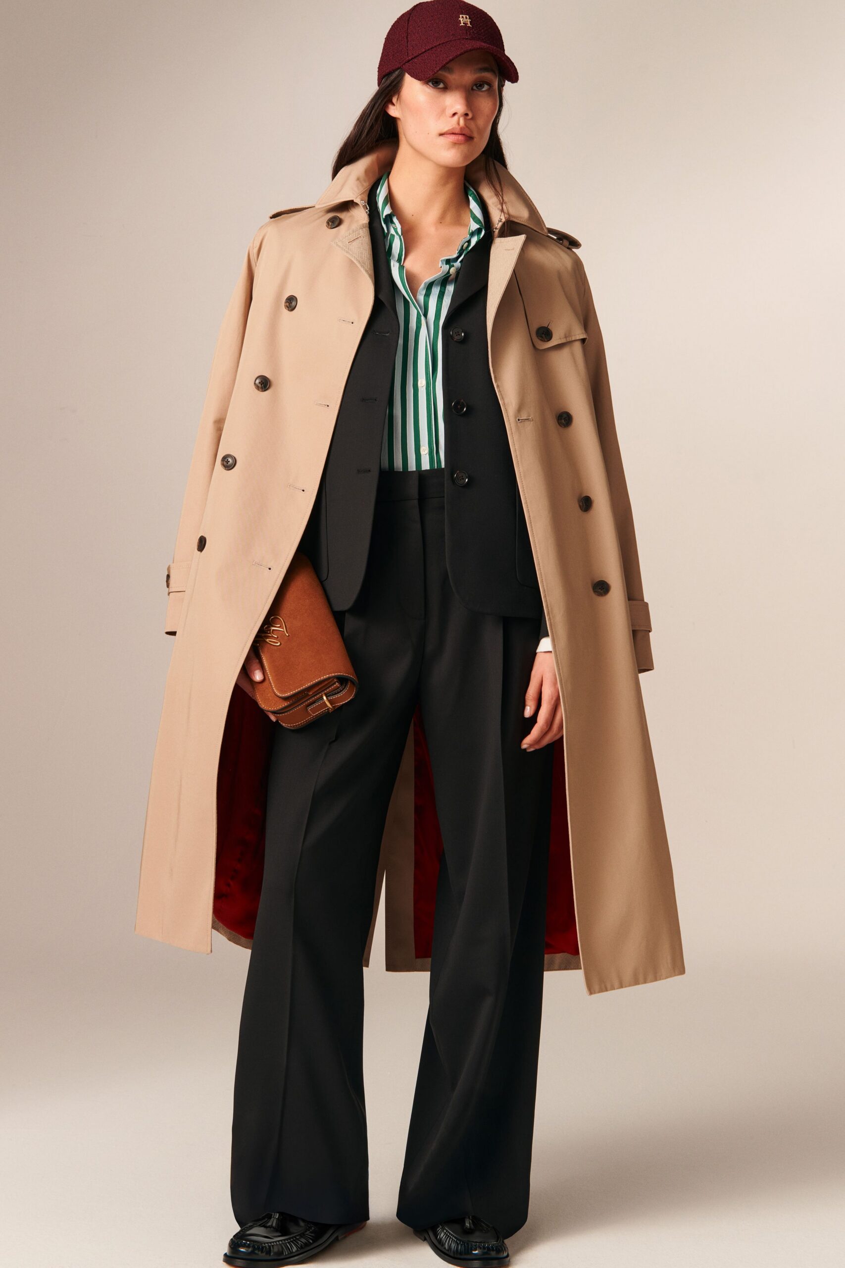 black cotton tailored wide-leg pants
