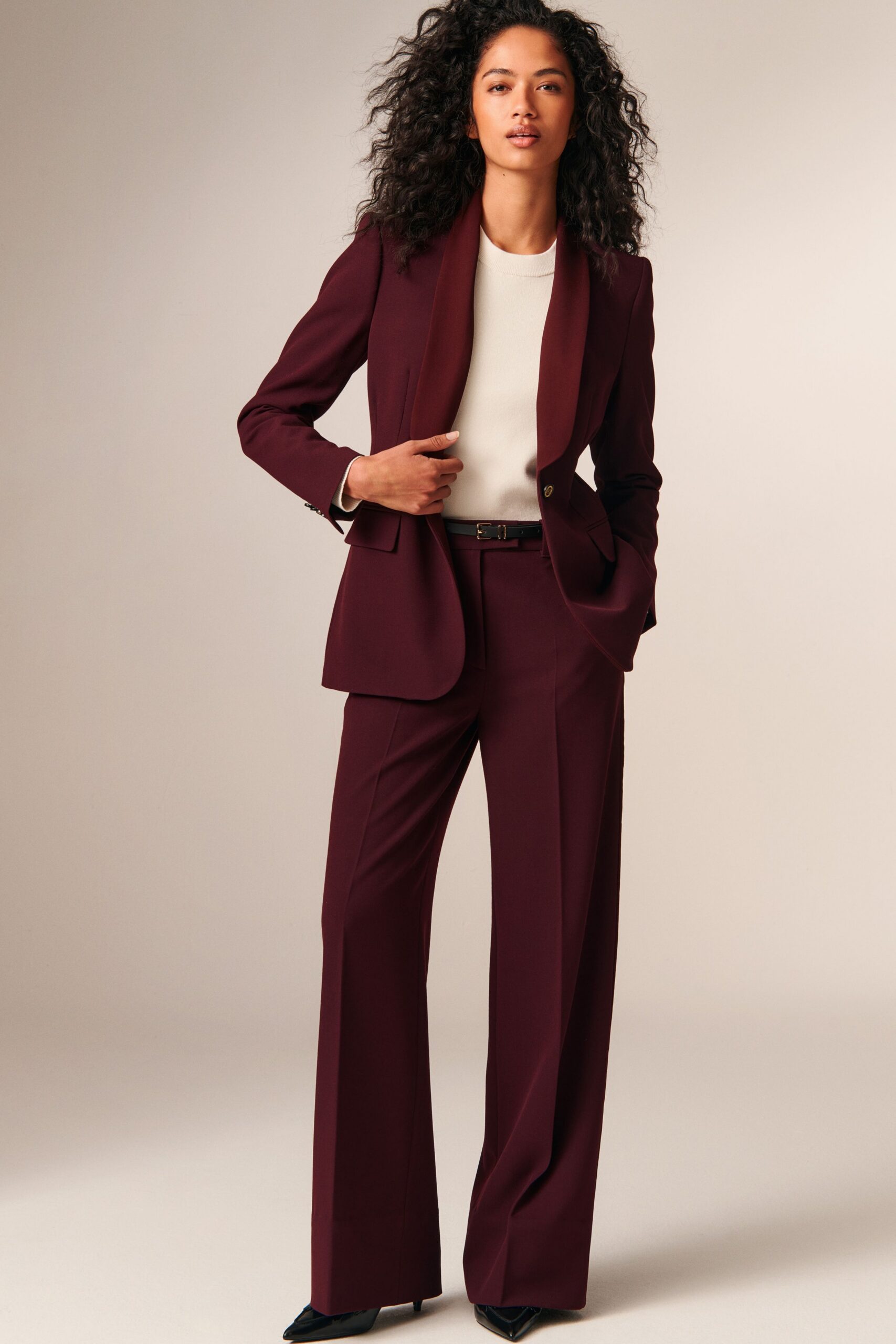 maroon relaxed wide-leg pants