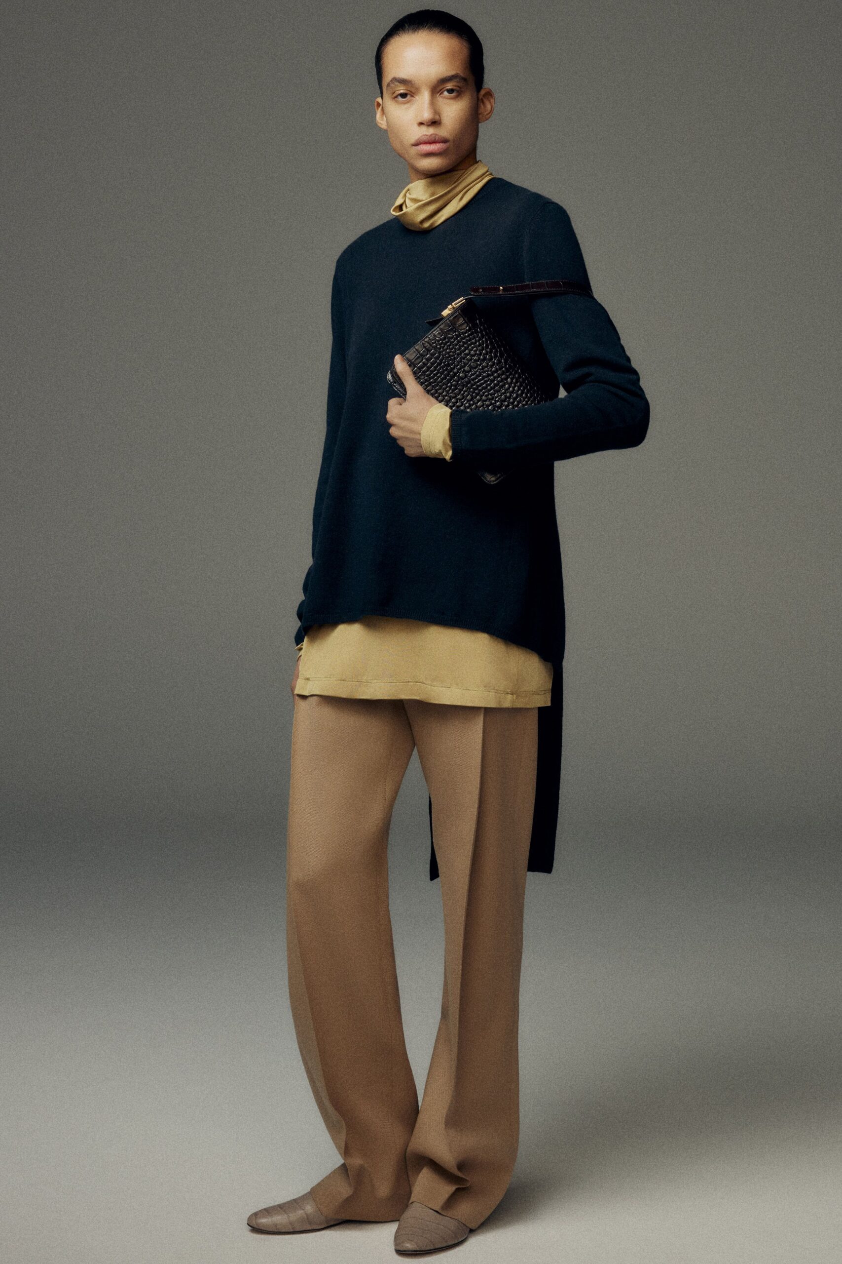 tan cotton relaxed wide-leg pants