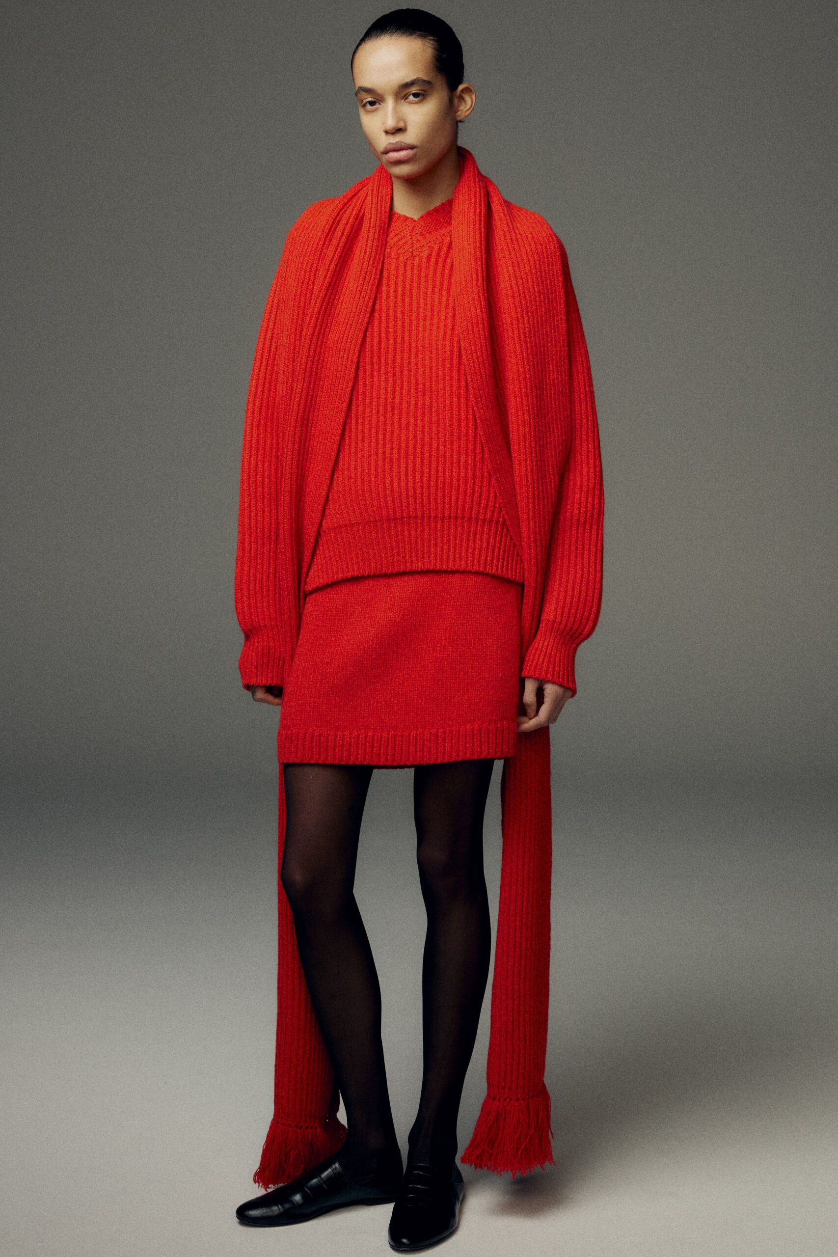 red wool scarf