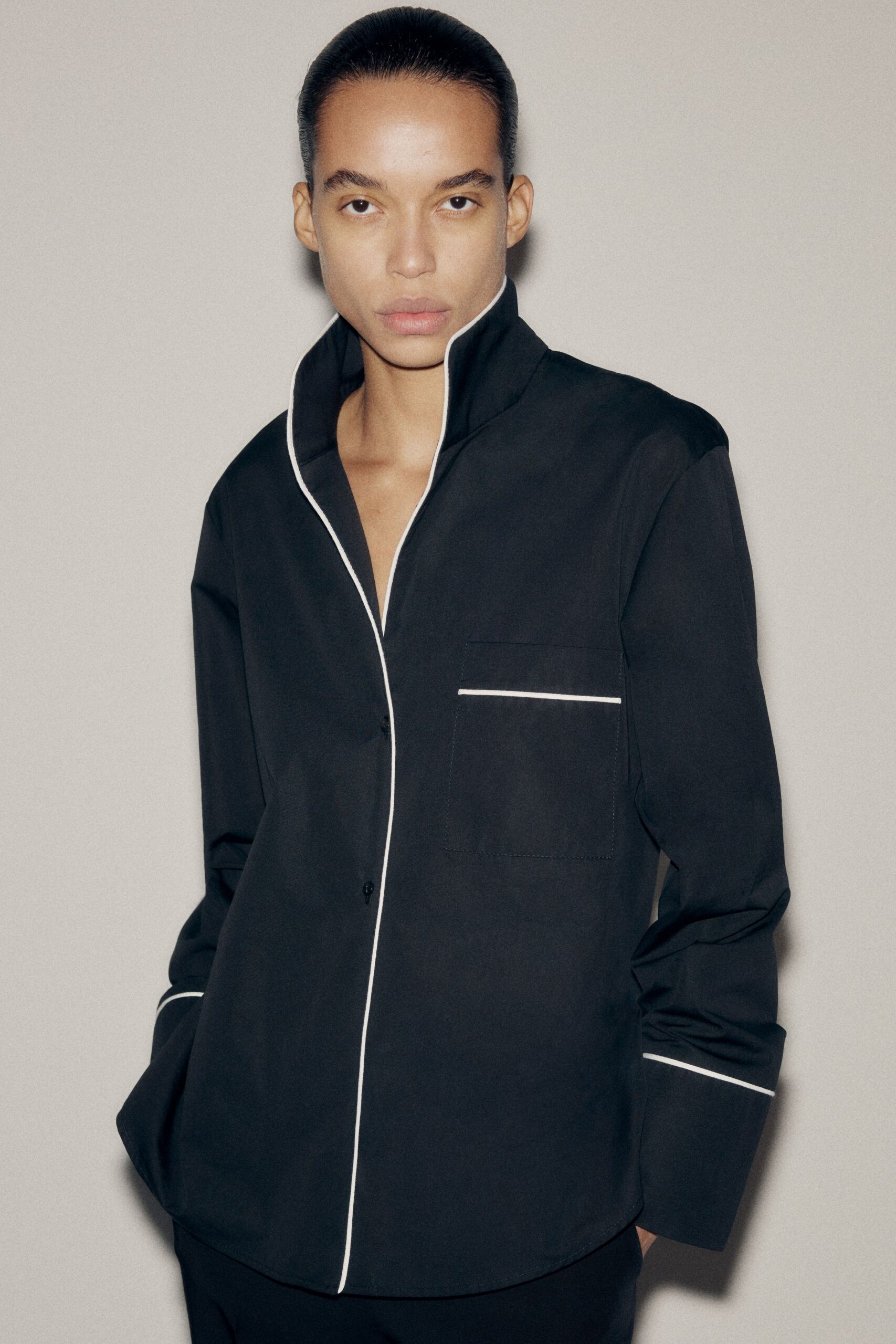 black relaxed collared shirt
