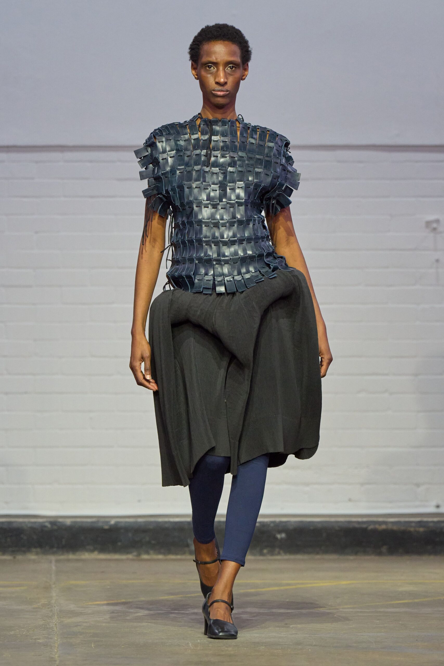 blue cotton fitted leggings