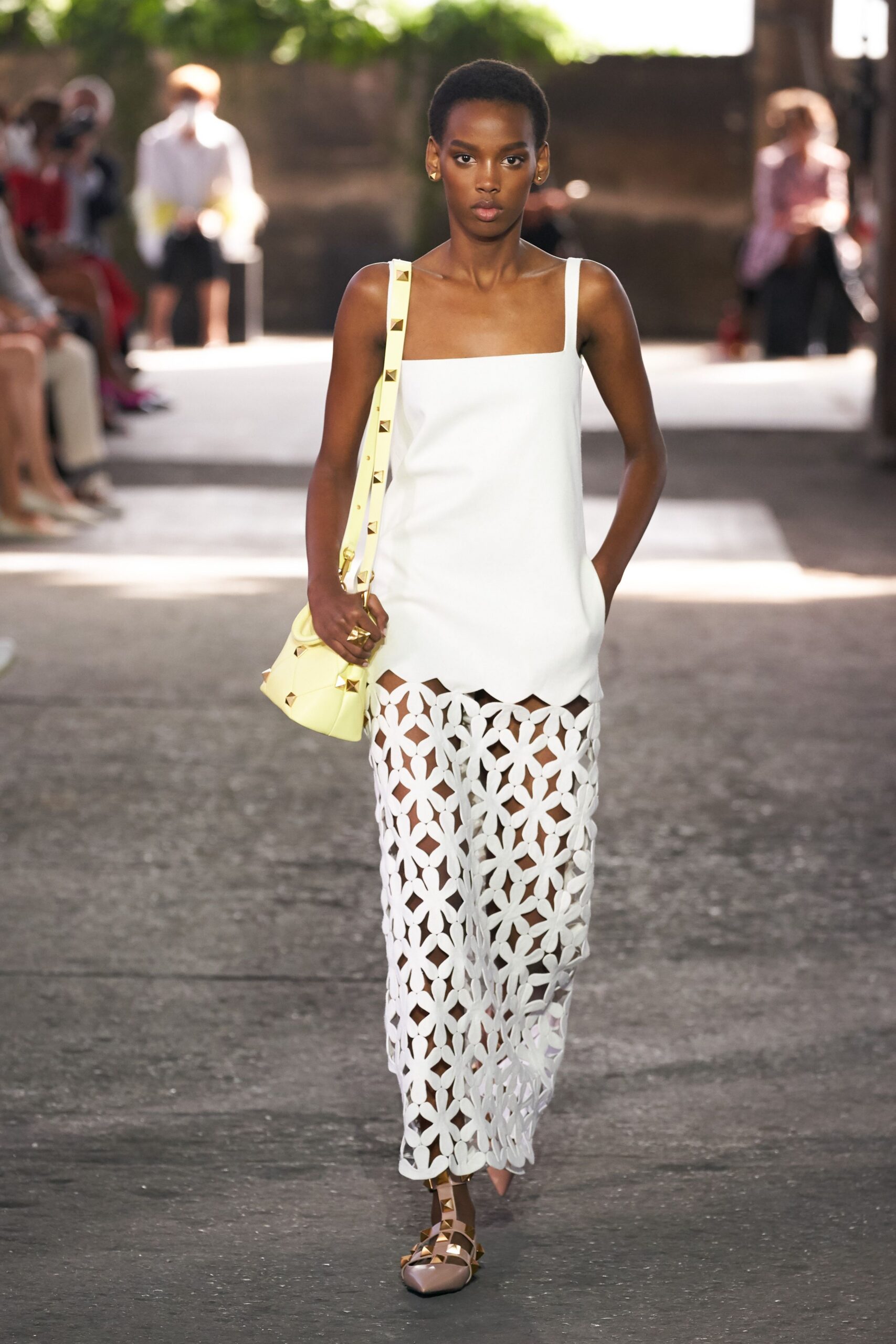 white cotton relaxed flared pants
