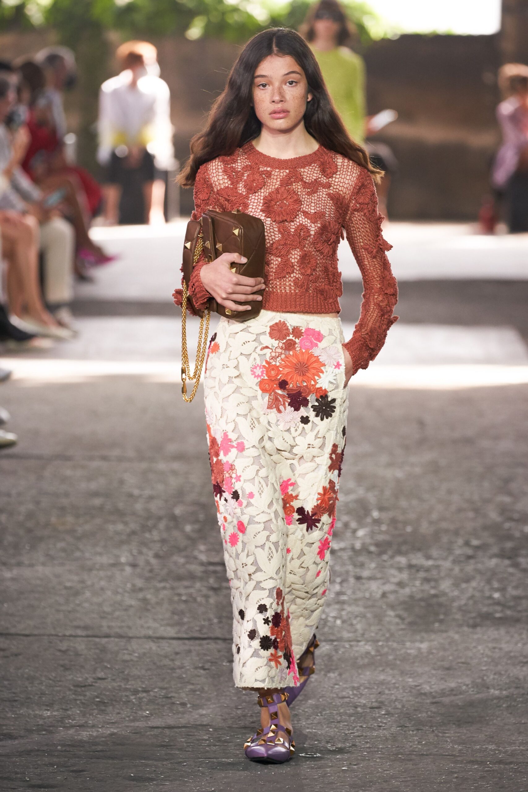 white cotton fitted floral flared pants