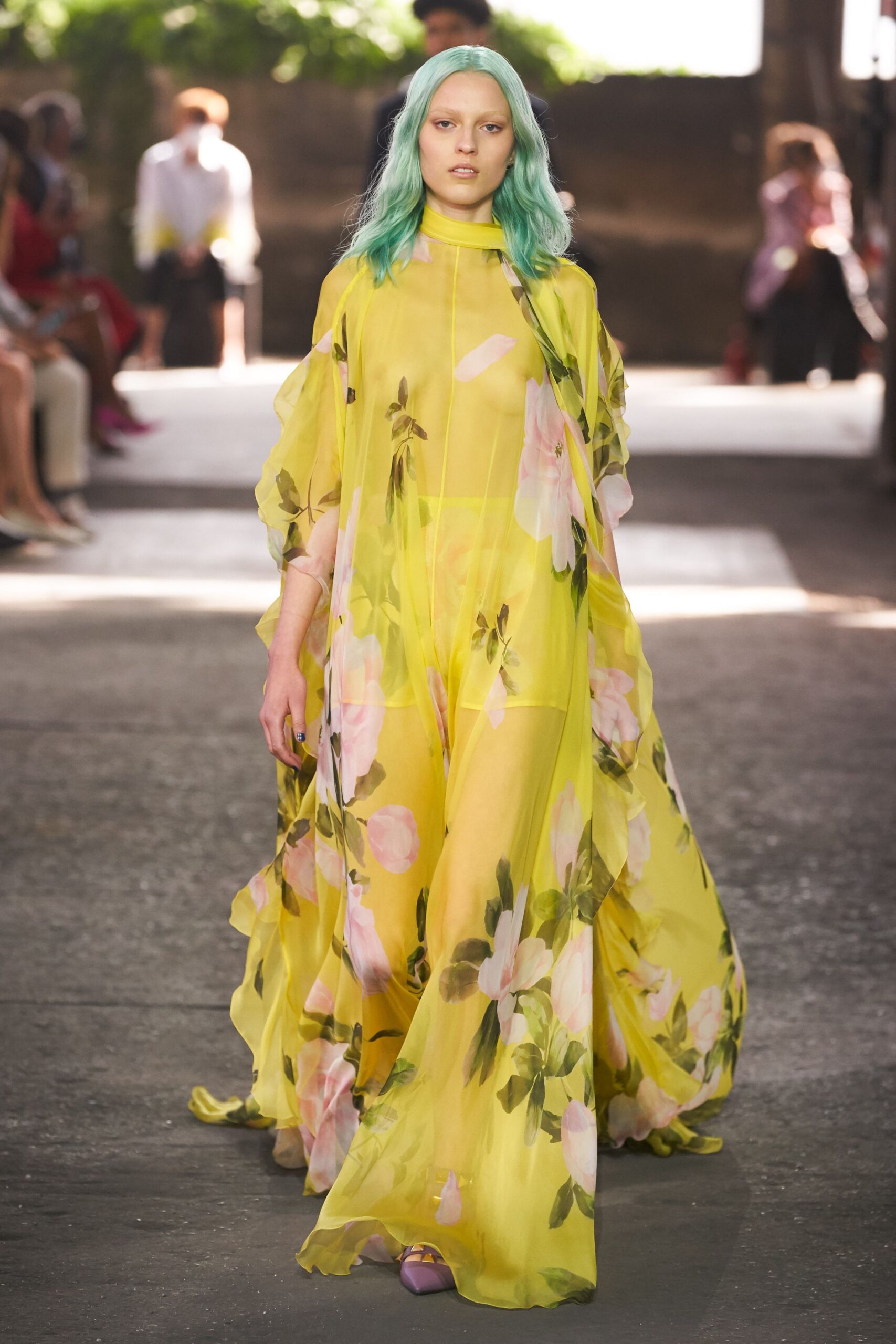 yellow floral flowing maxi dress