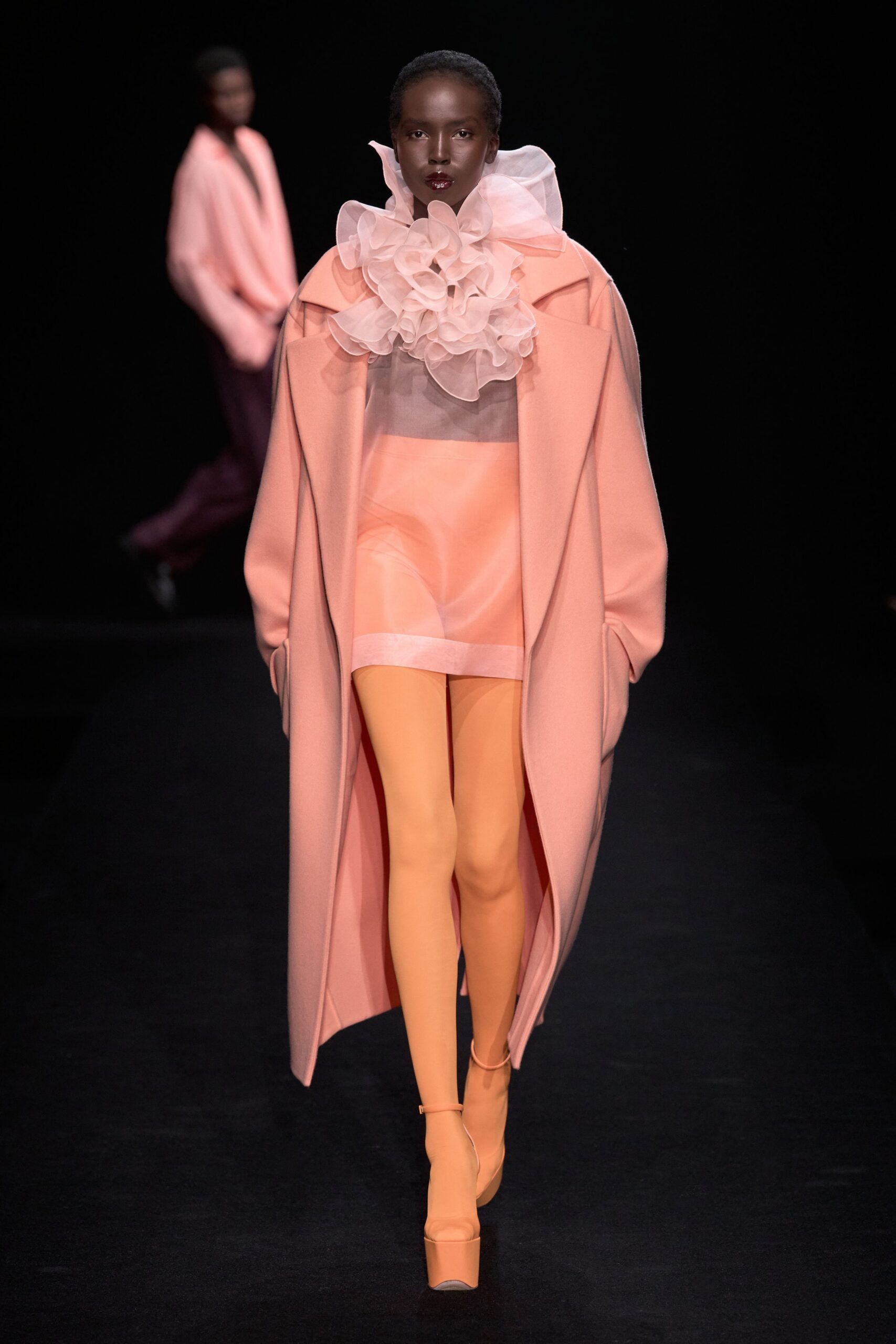 coral silk fitted skirt