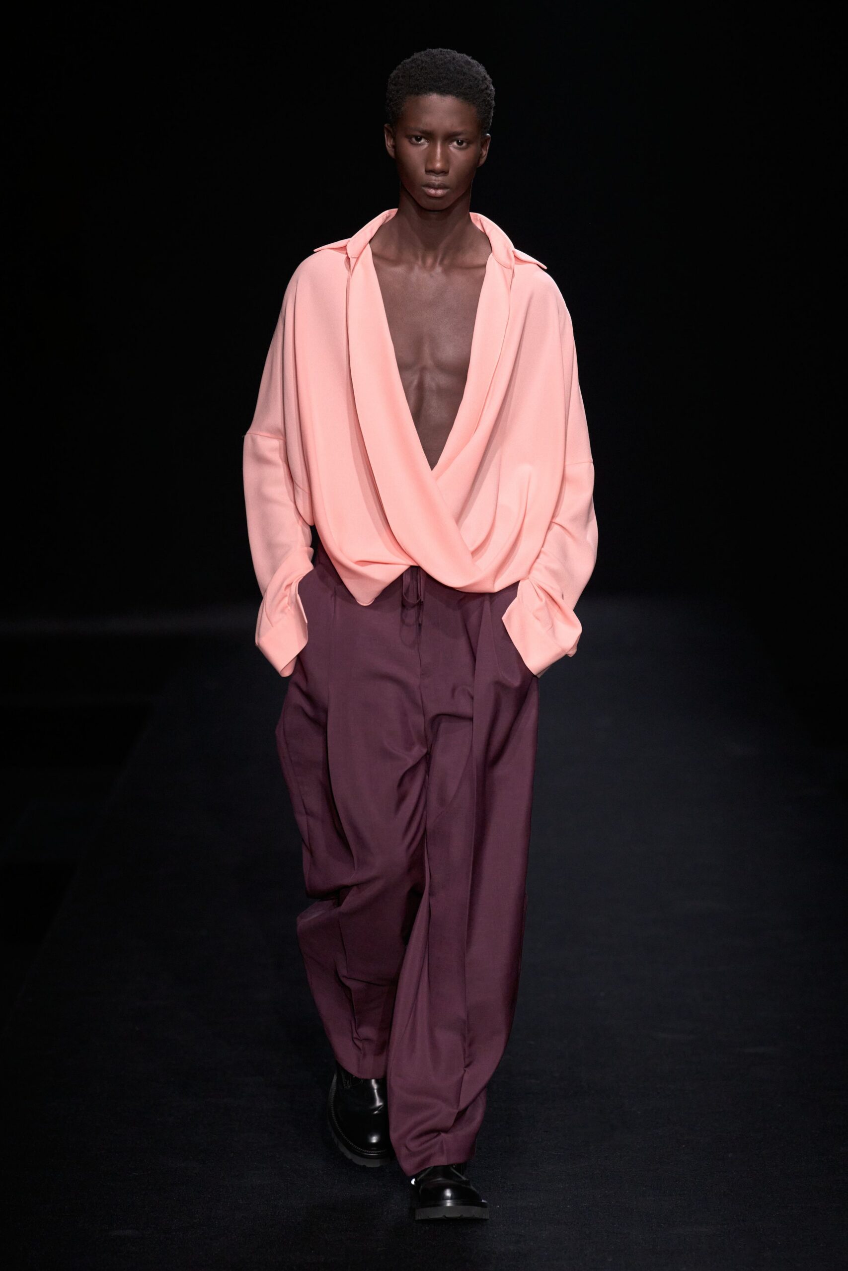purple cotton relaxed wide-leg pants