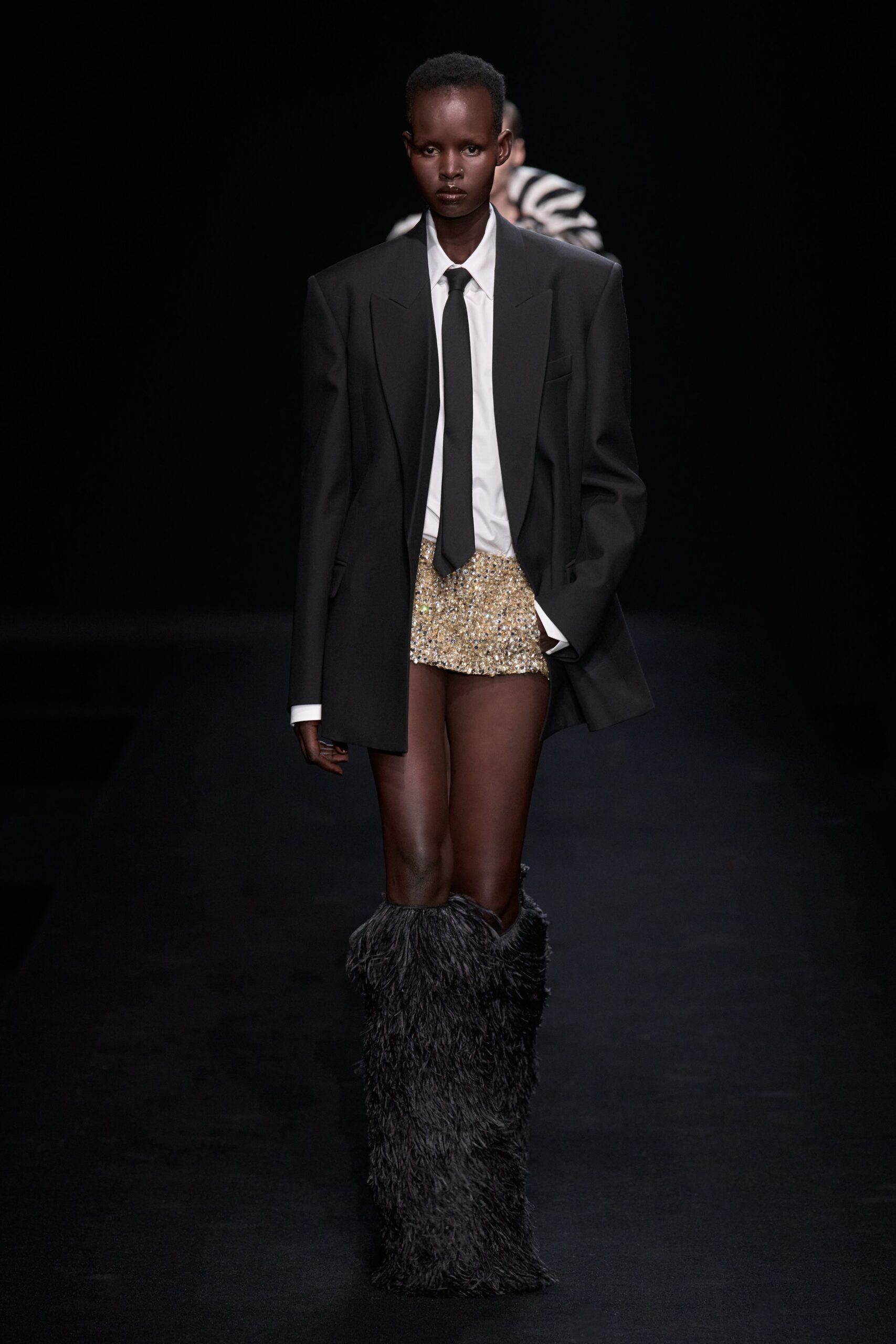 black fur textured boots
