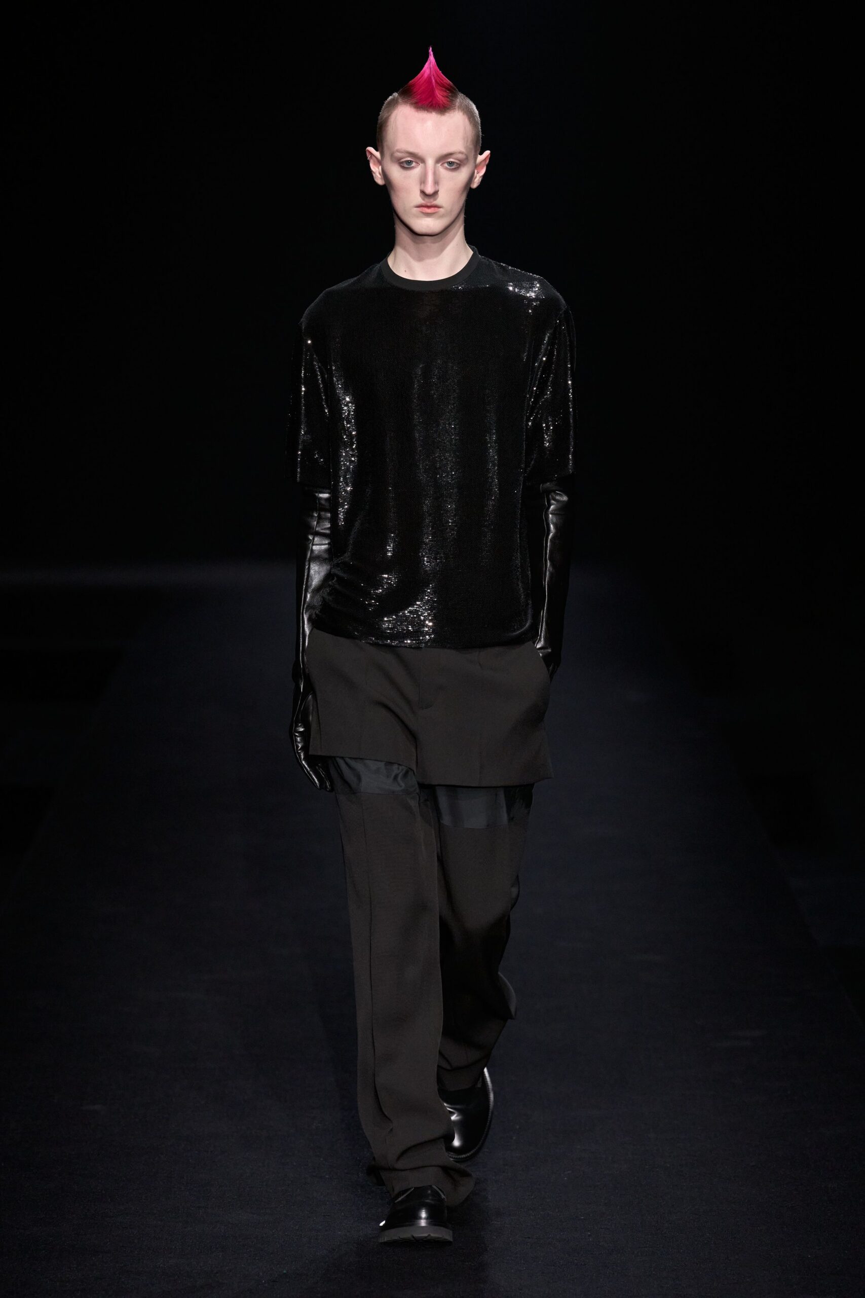 black cotton relaxed straight-leg pants