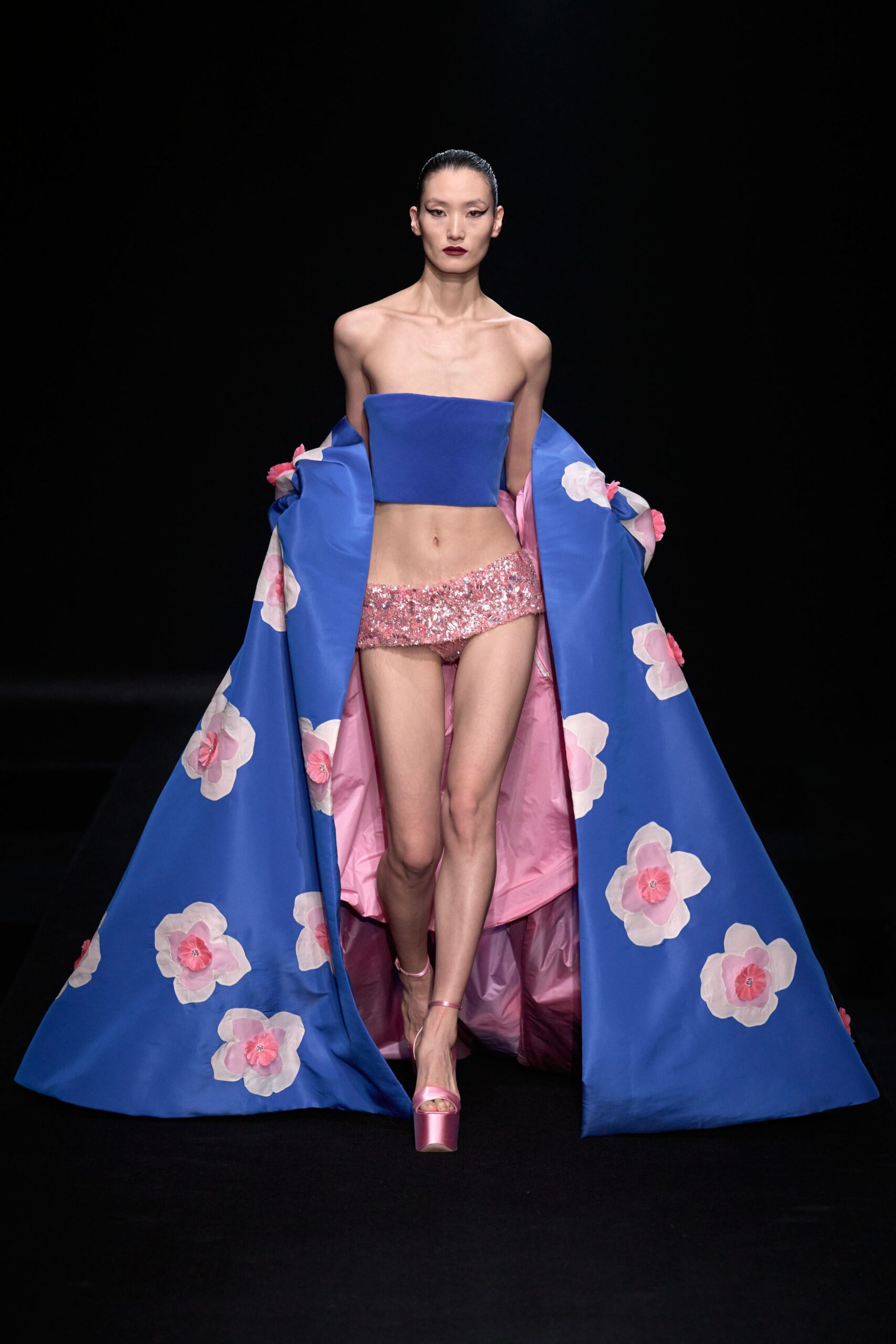 blue relaxed floral cape