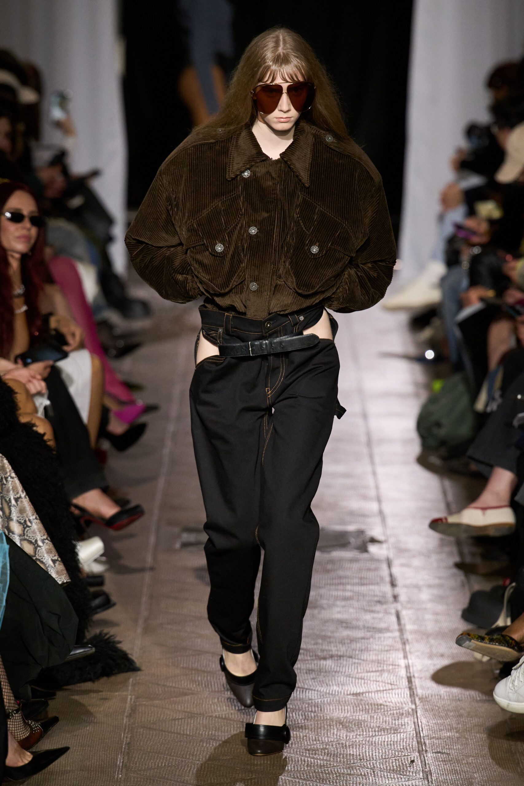 brown long-sleeve collared oversized buttoned jacket