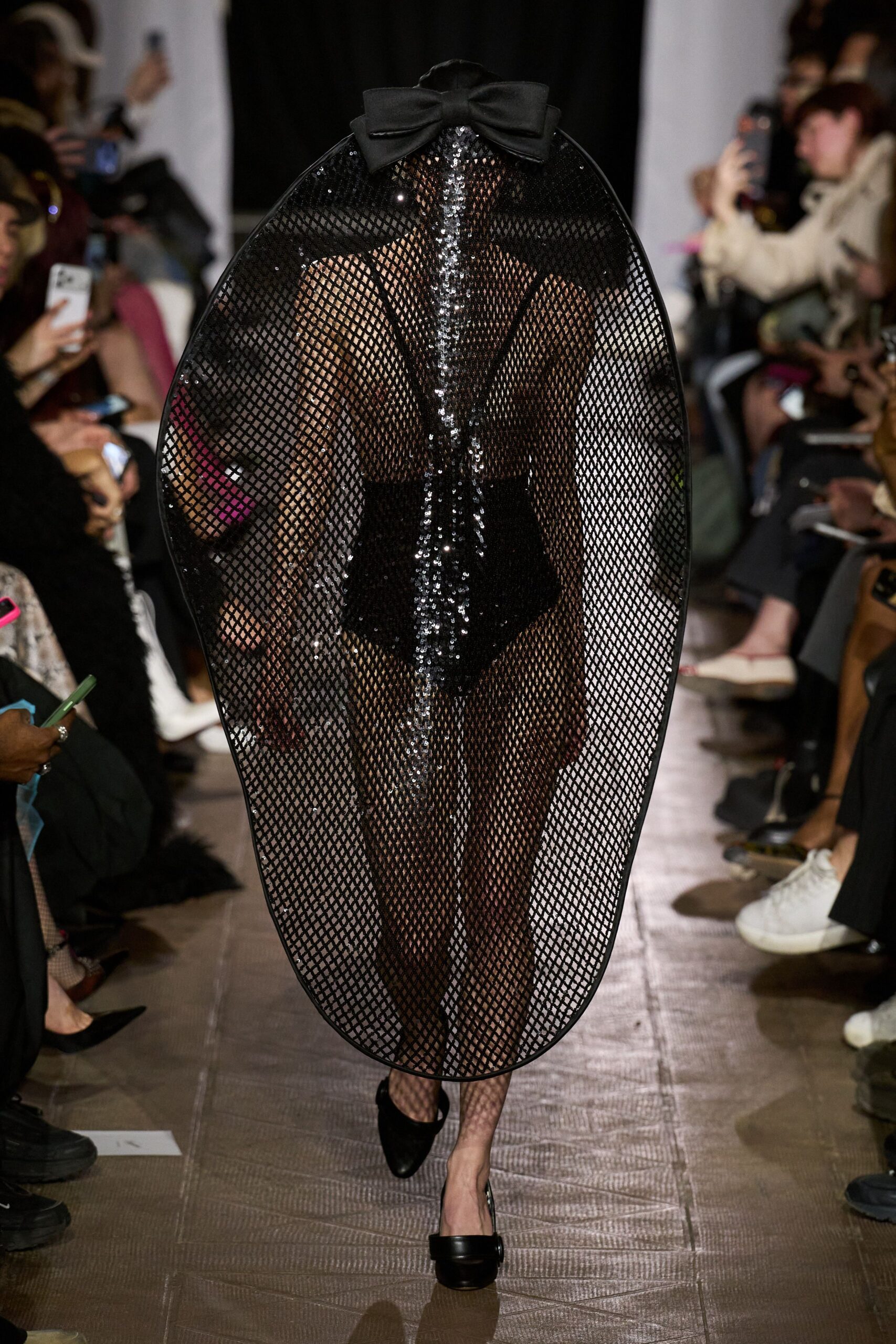 black mesh oversized layered sheer cape