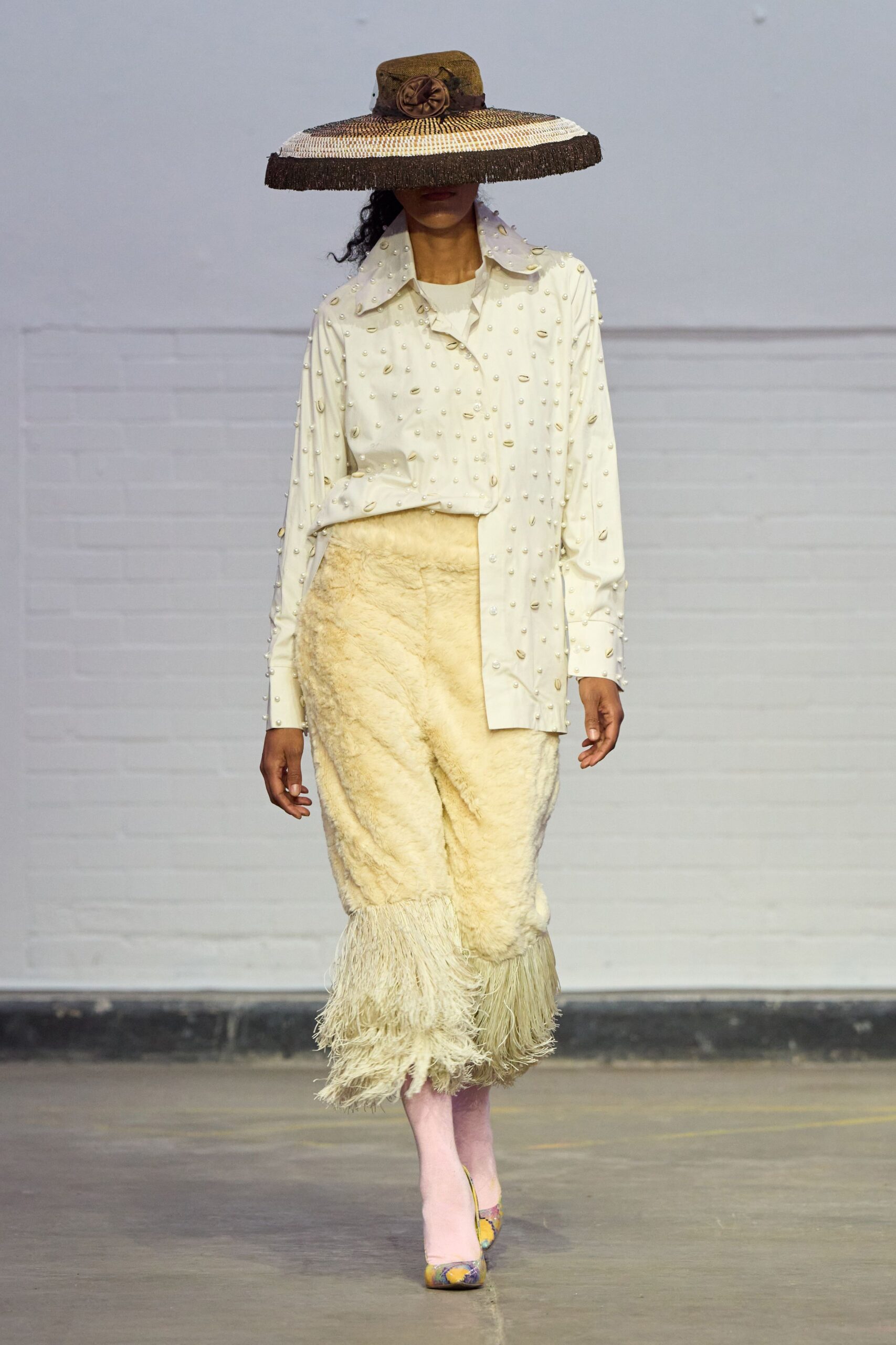 white cotton long-sleeve collared relaxed embroidered shirt