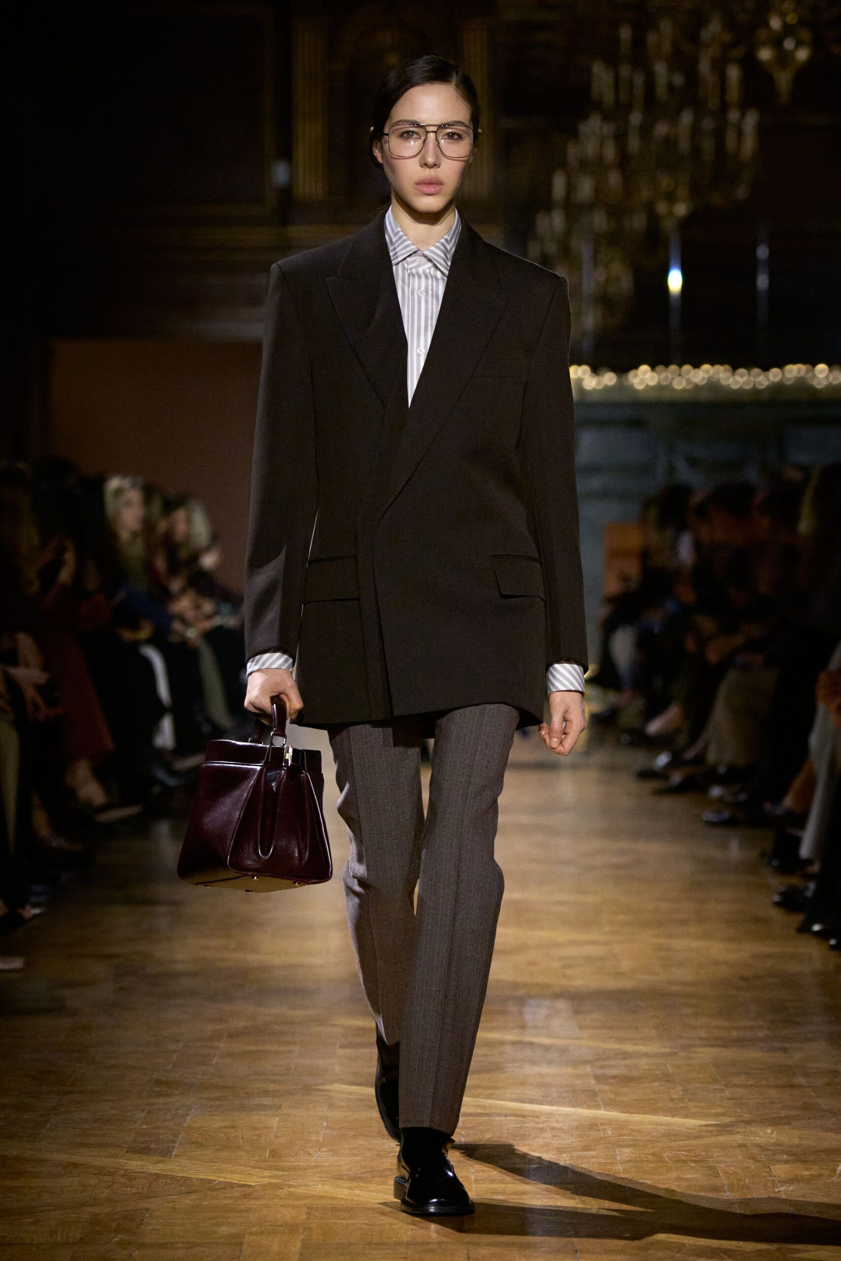 brown wool long-sleeve collared tailored buttoned blazer