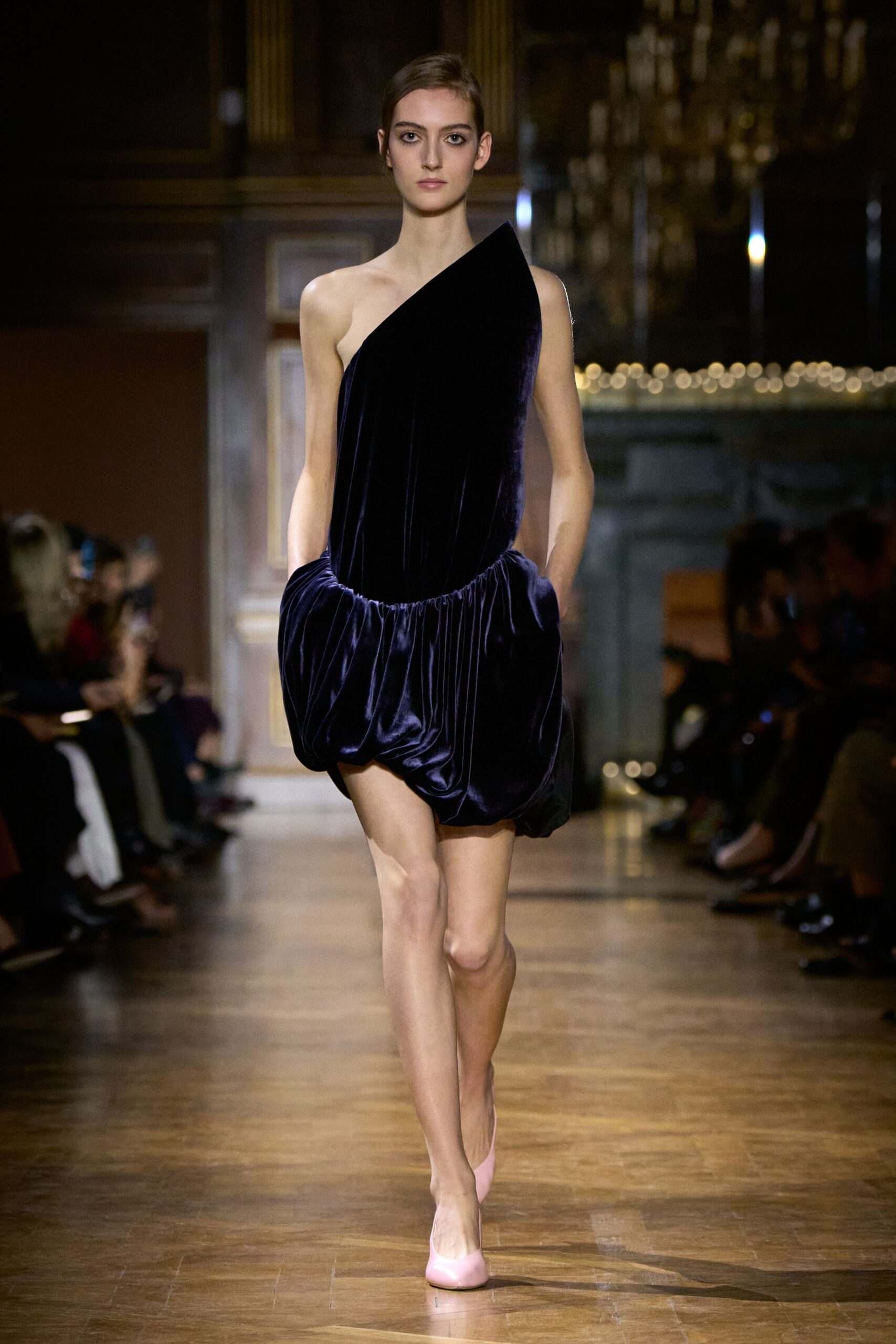 purple velvet sleeveless asymmetric fitted pleated mini dress