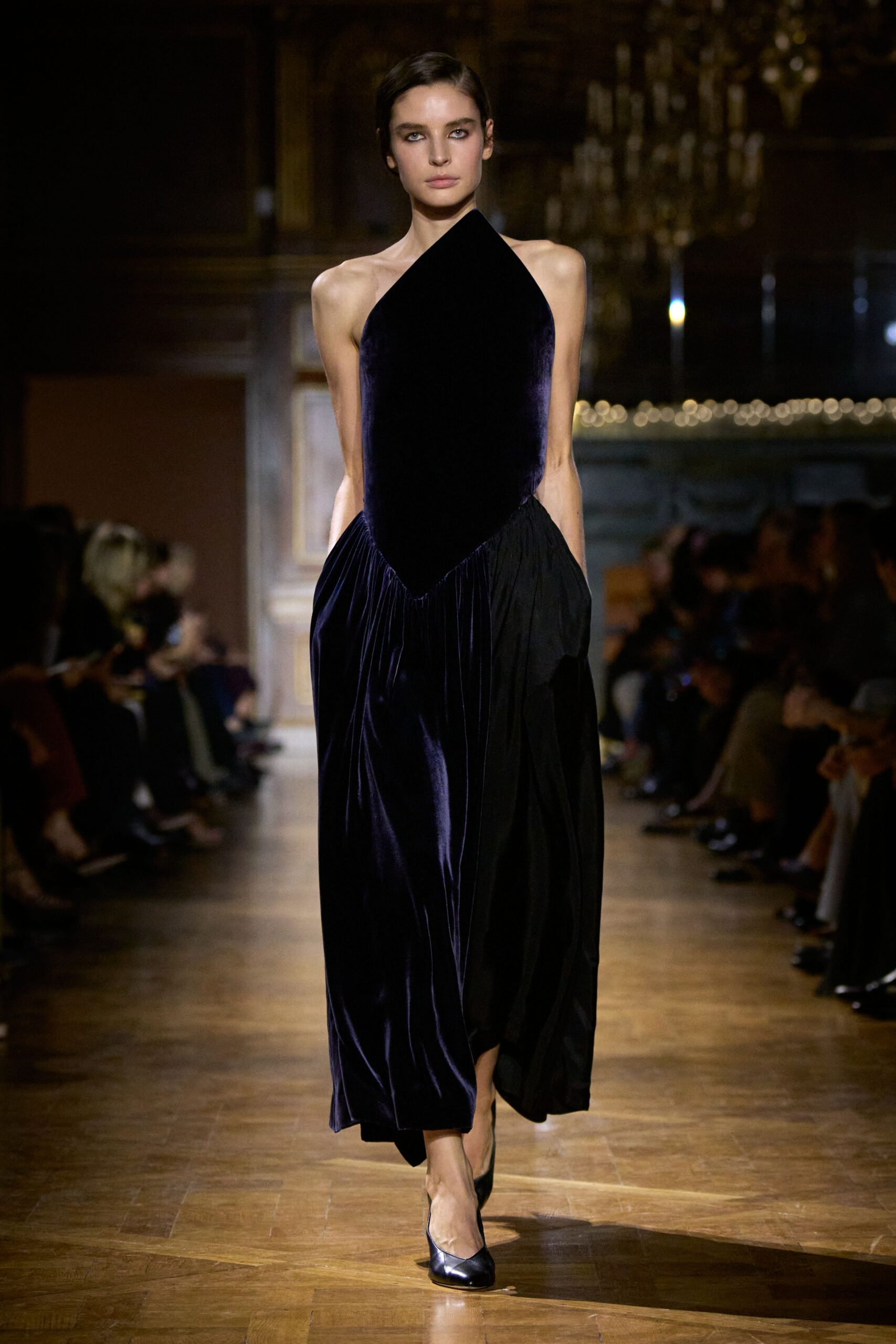 black purple velvet gown