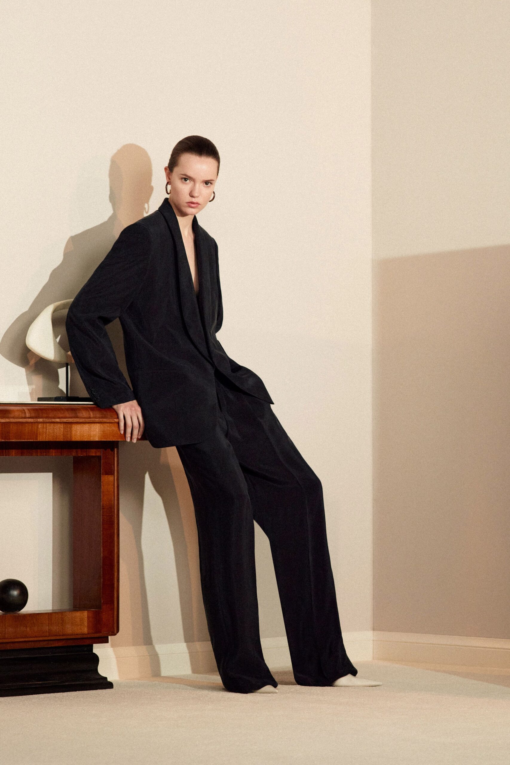 black relaxed wool suit