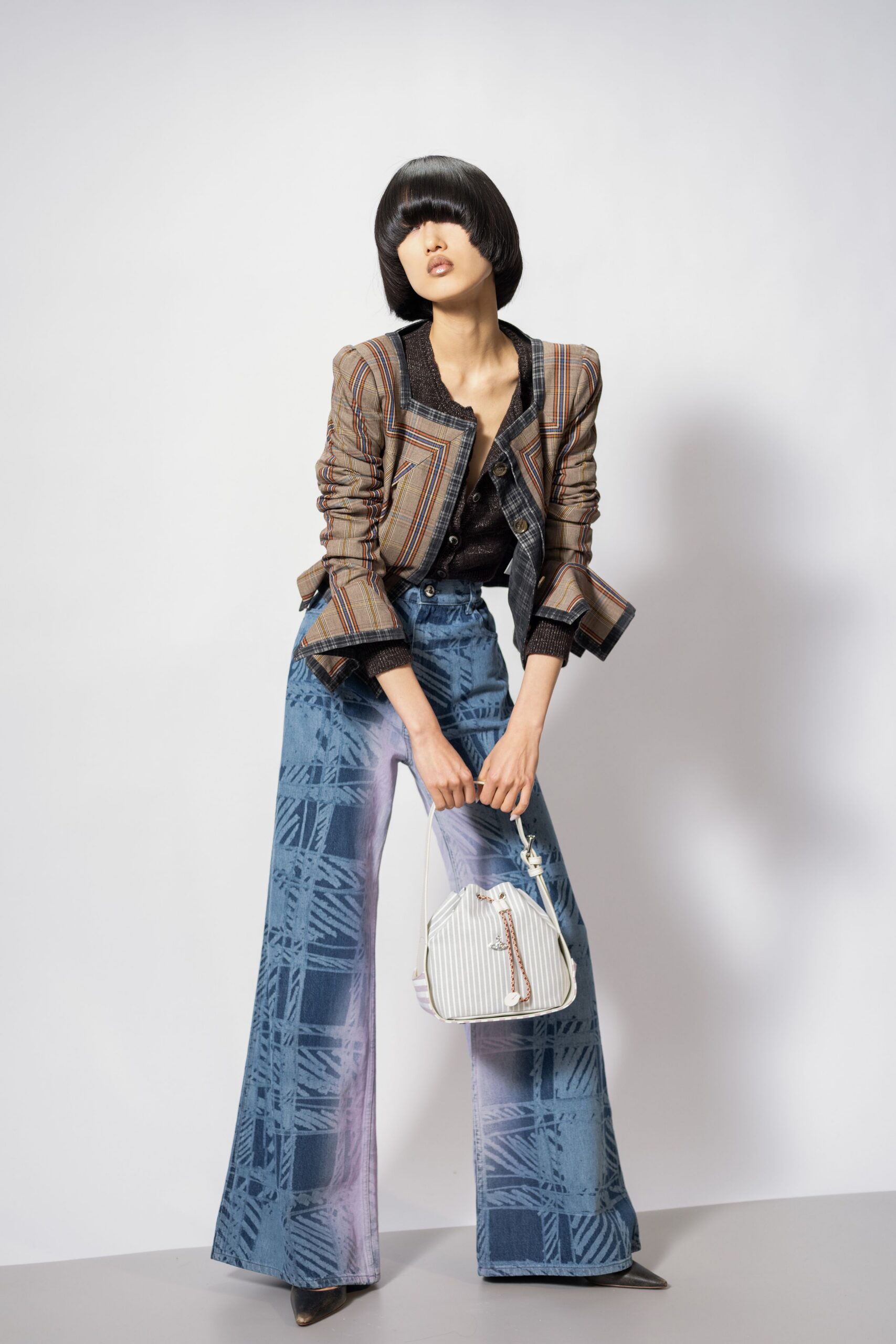 blue denim relaxed high-waisted wide-leg pants