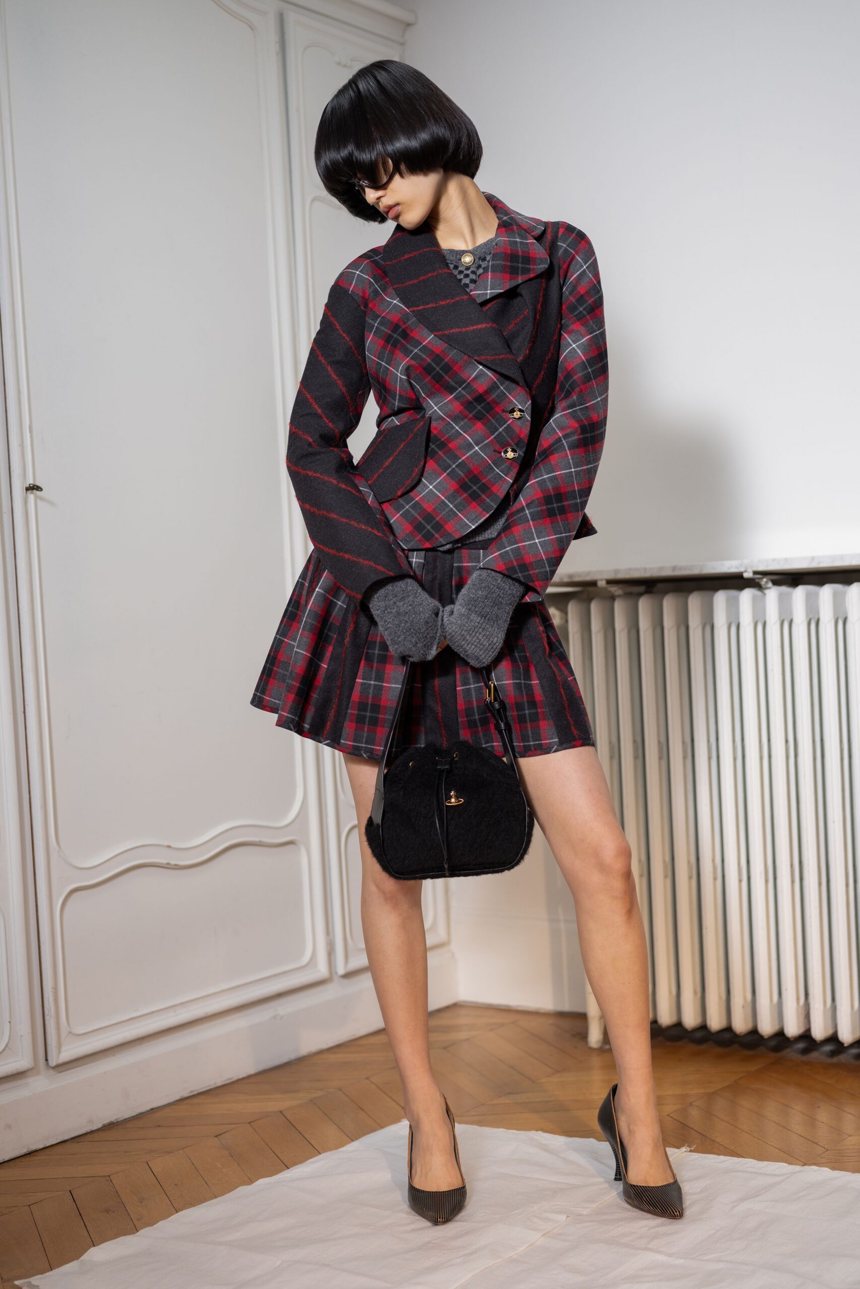 plaid blazer and mini skirt