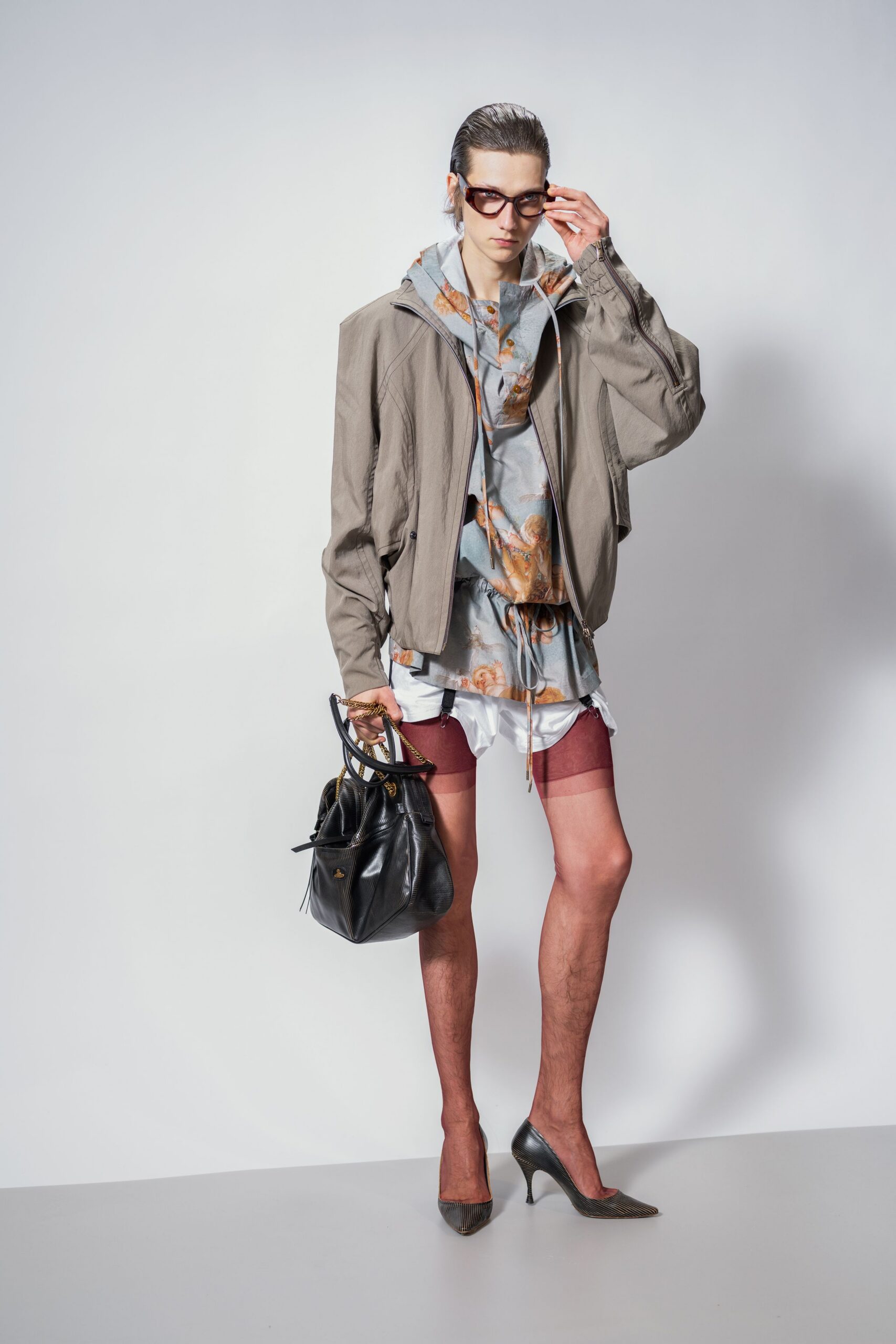 gray cotton long-sleeve collared relaxed jacket