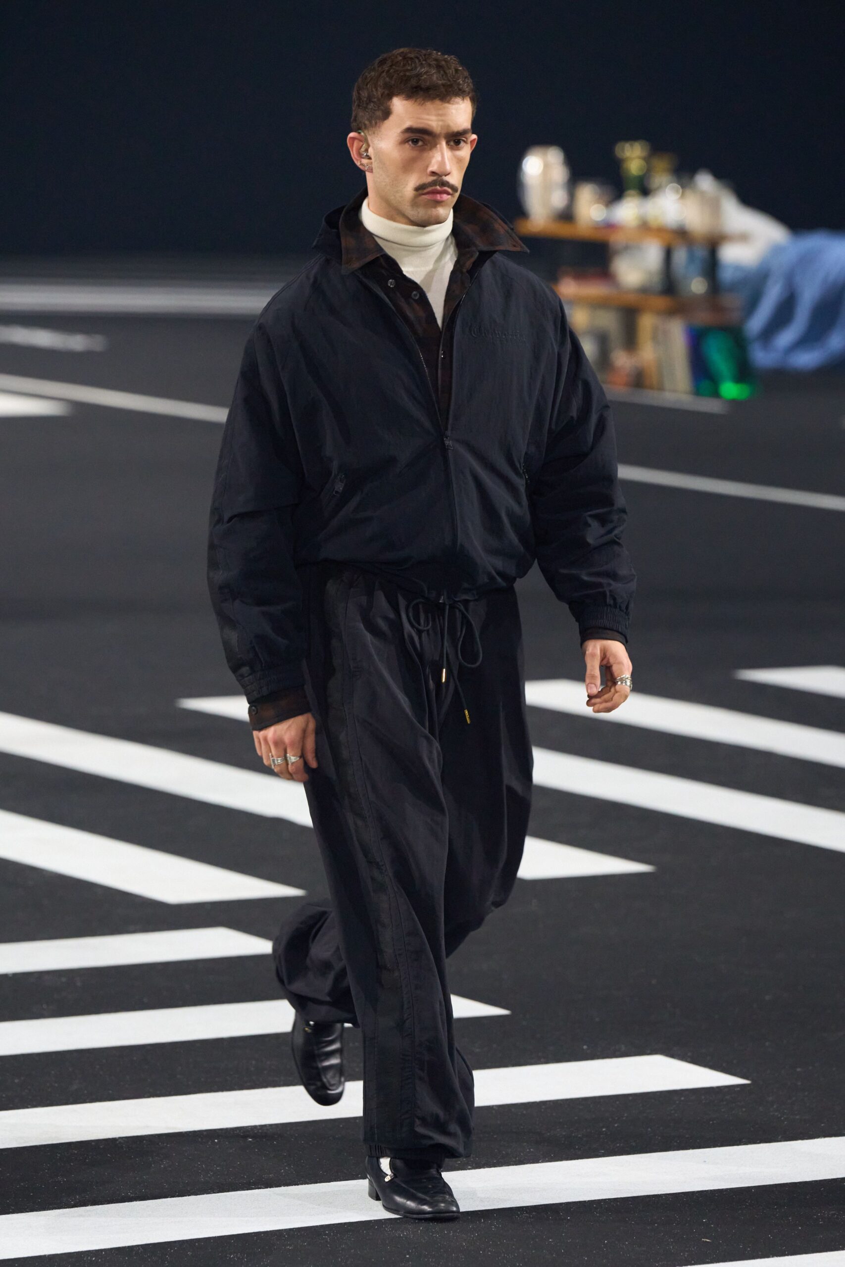 black relaxed jacket white fitted shirt